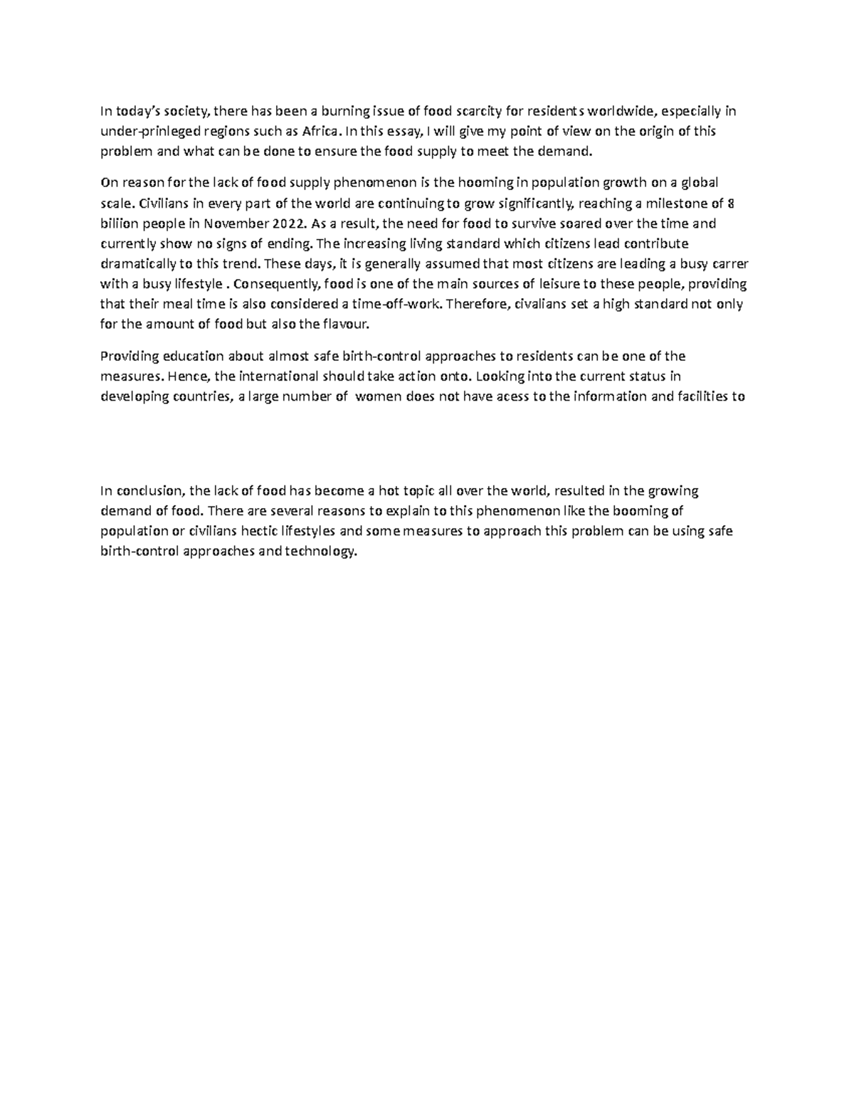 TASK 2 - Deman FOR FOOD - Hiếu - In today’s society, there has been a ...