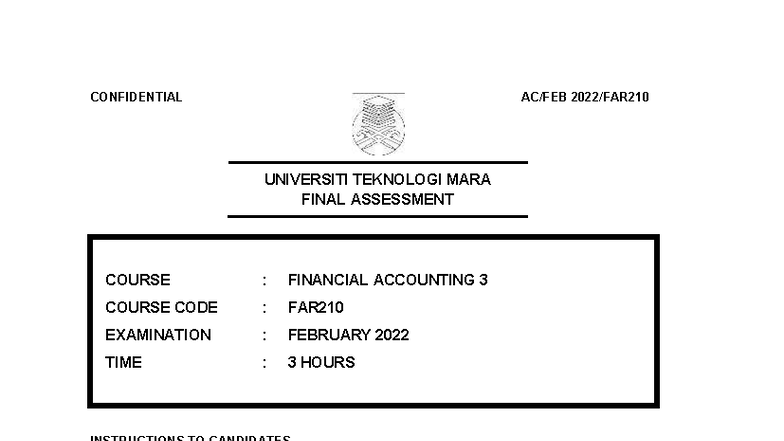FAR210 2022 - Final Assessment: Financial Accounting 3 Exam Paper - Studocu