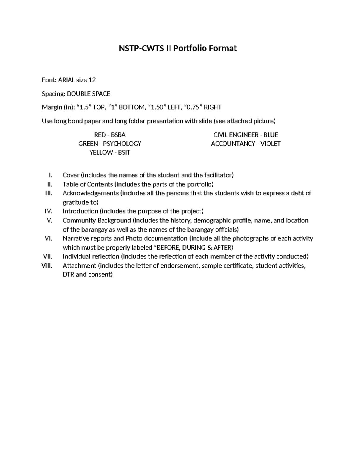 CWTS Portfolio Format Guidelines: Structure & Presentation Details ...
