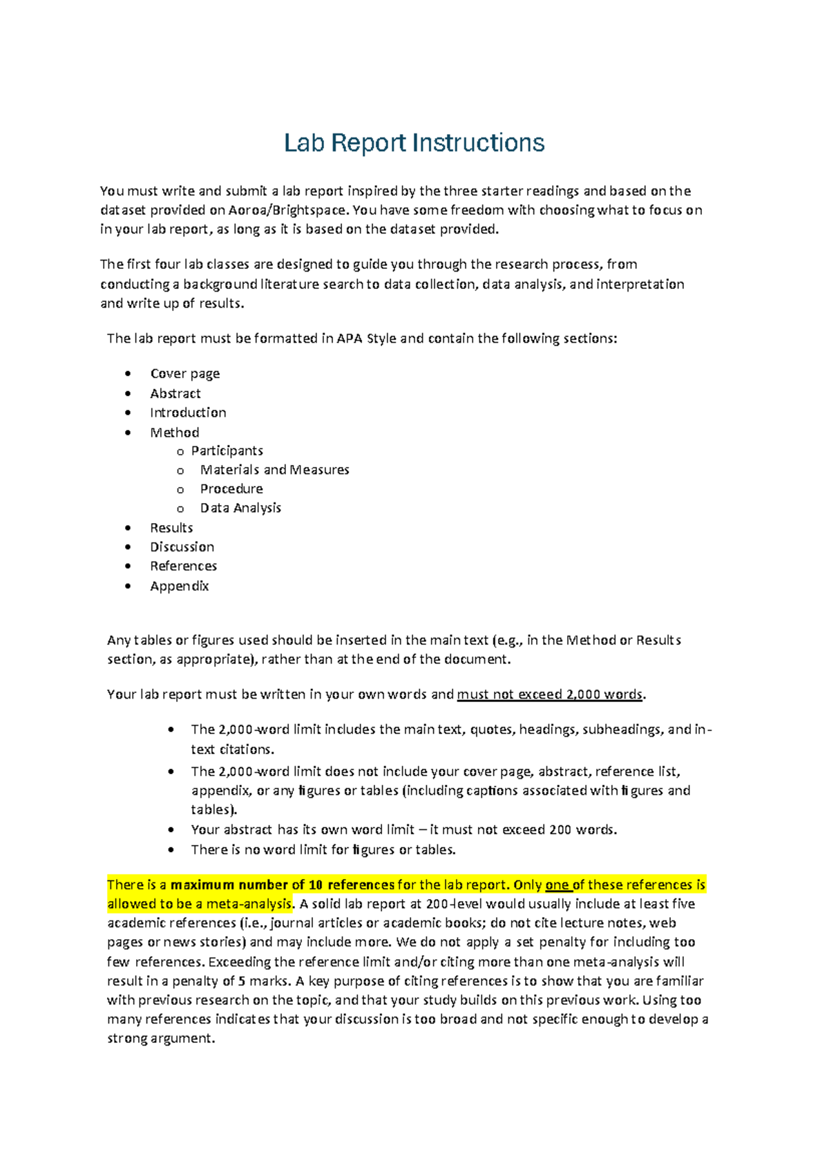 PSYC212 Lab Report Guidelines: Structure & Requirements - Studocu