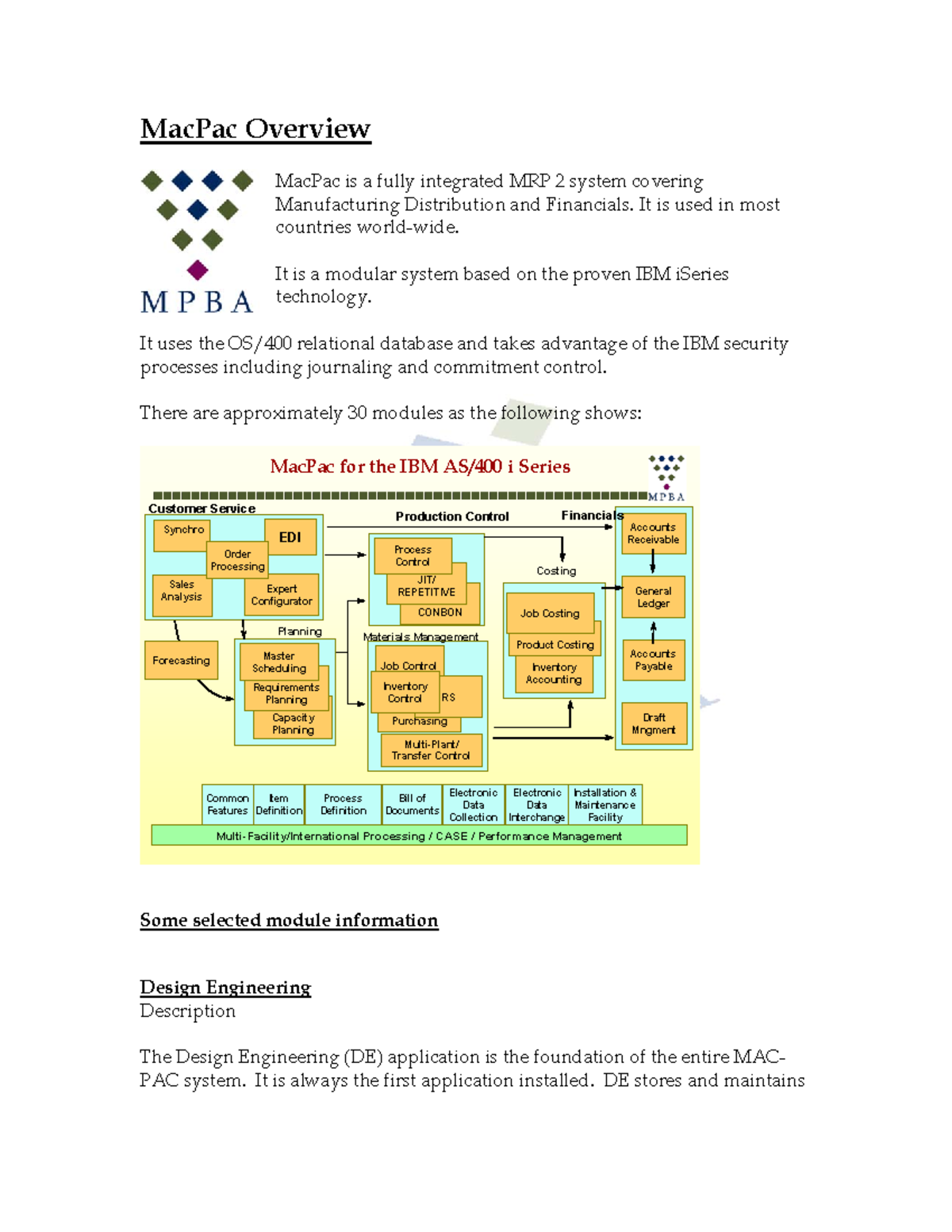 MacPac Overview: MRP II System Features & Module Functions - Studocu