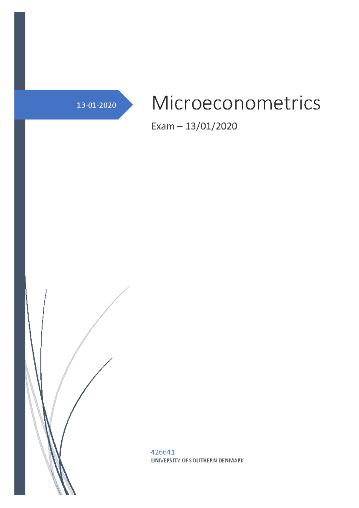 Microeconometrics - Exam Review and Analysis 2020 (426641) - Studocu