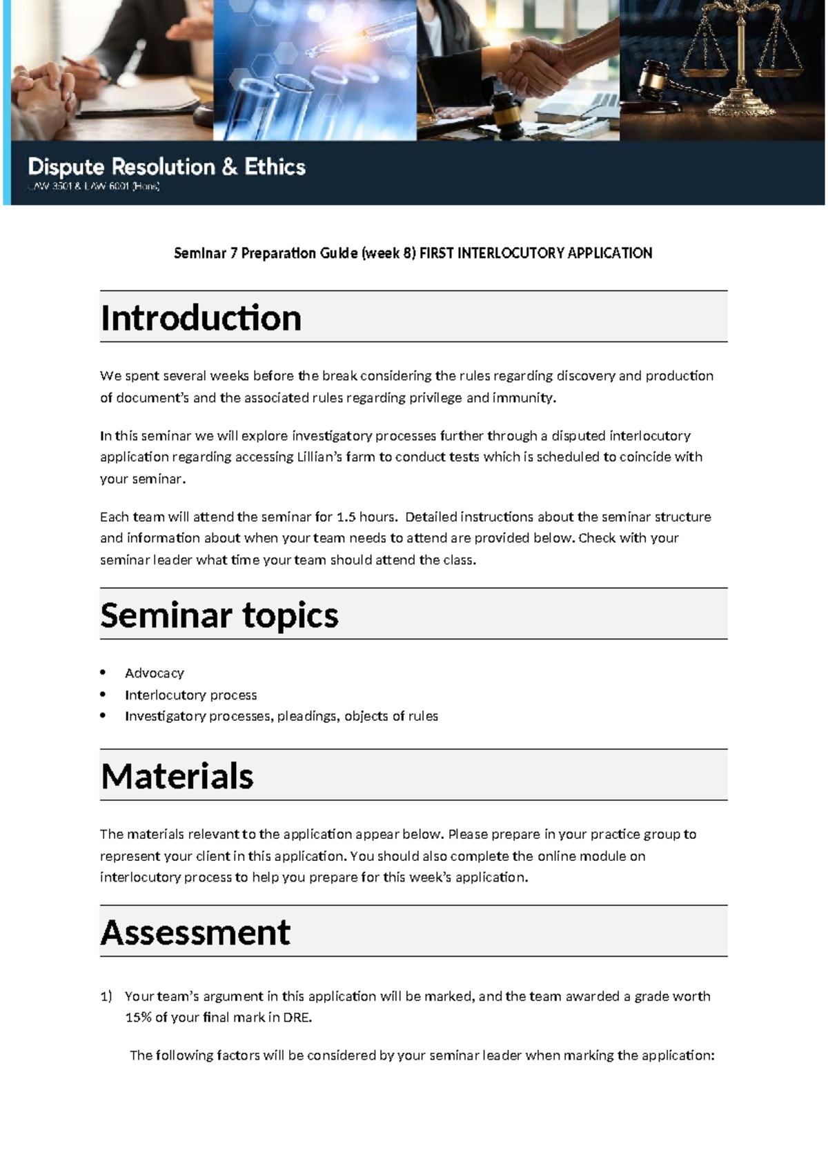 DRE 2025 Seminar 7 Prep Guide: Interlocutory Application Insights - Studocu