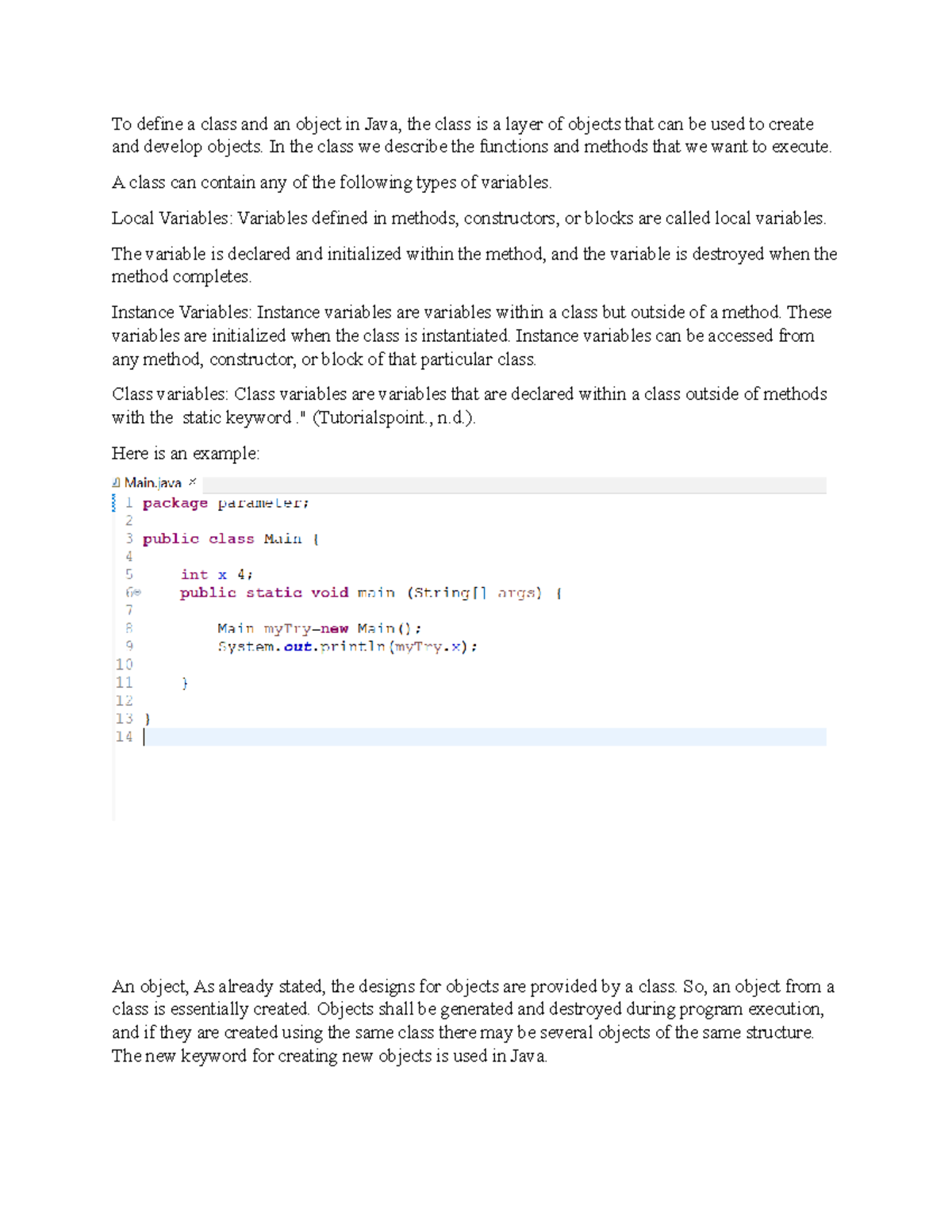 Java Class & Object Overview - Discussion Post Week 4 - Studocu
