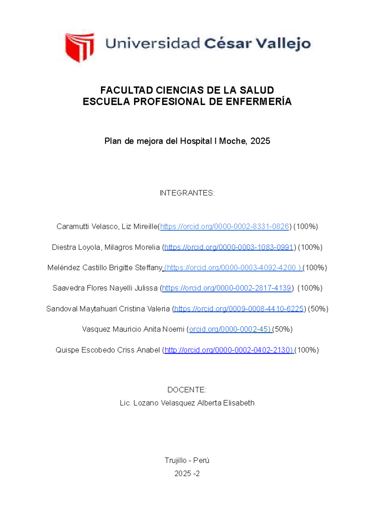 Plan de Mejora de Inmunizaciones en el Hospital I Moche 2025 - Document Preview