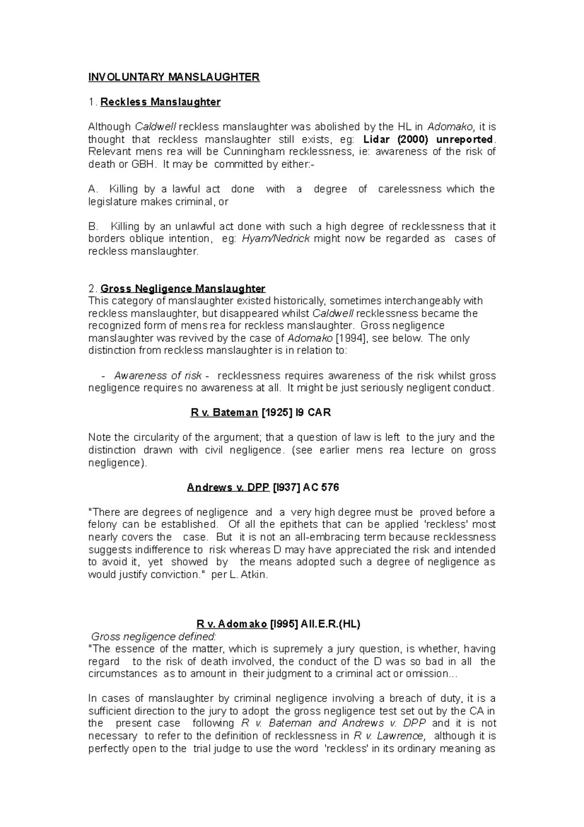 Involuntary Manslaughter Overview: Reckless & Gross Negligence Types ...