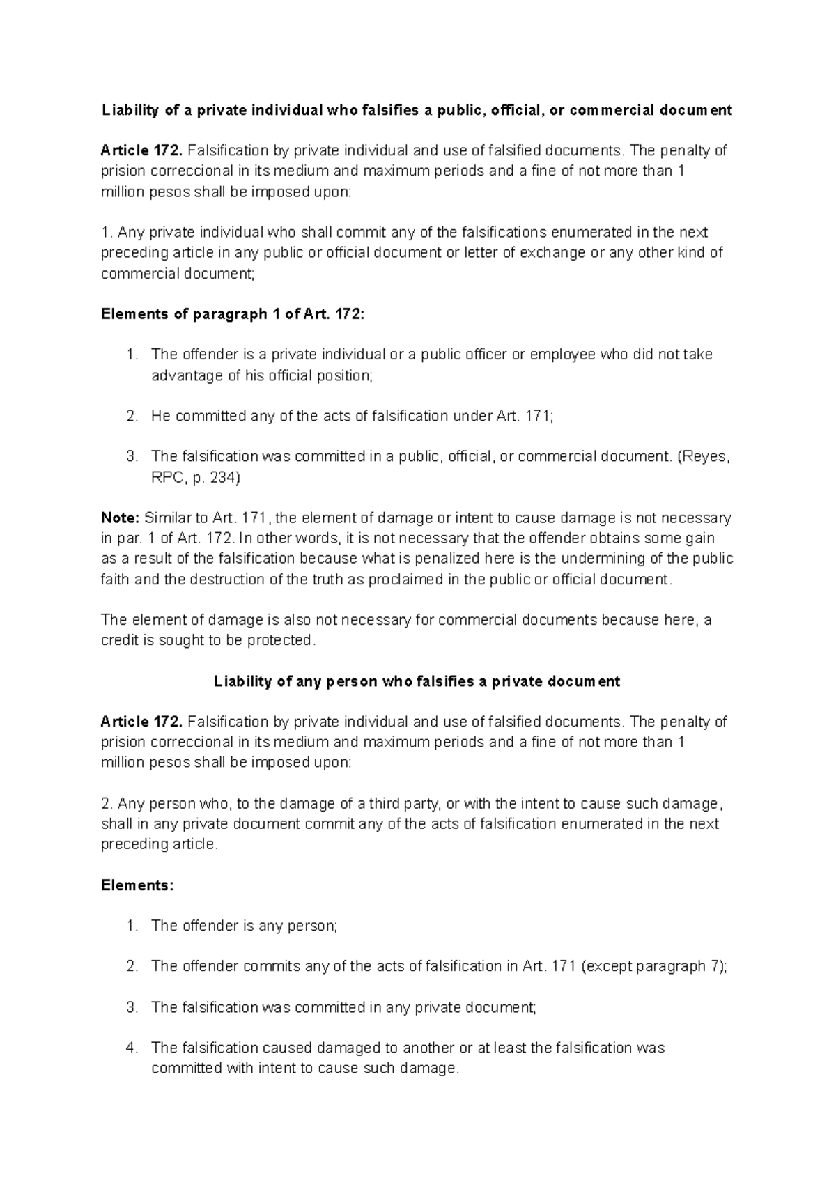 Revised Penal Code: Article 172 - Falsification by Private Individuals ...