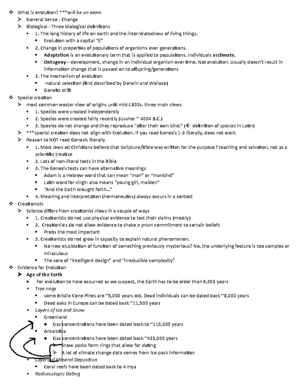 Chapter 3 - Lecture notes 3 - What is evolution? be on exam General ...