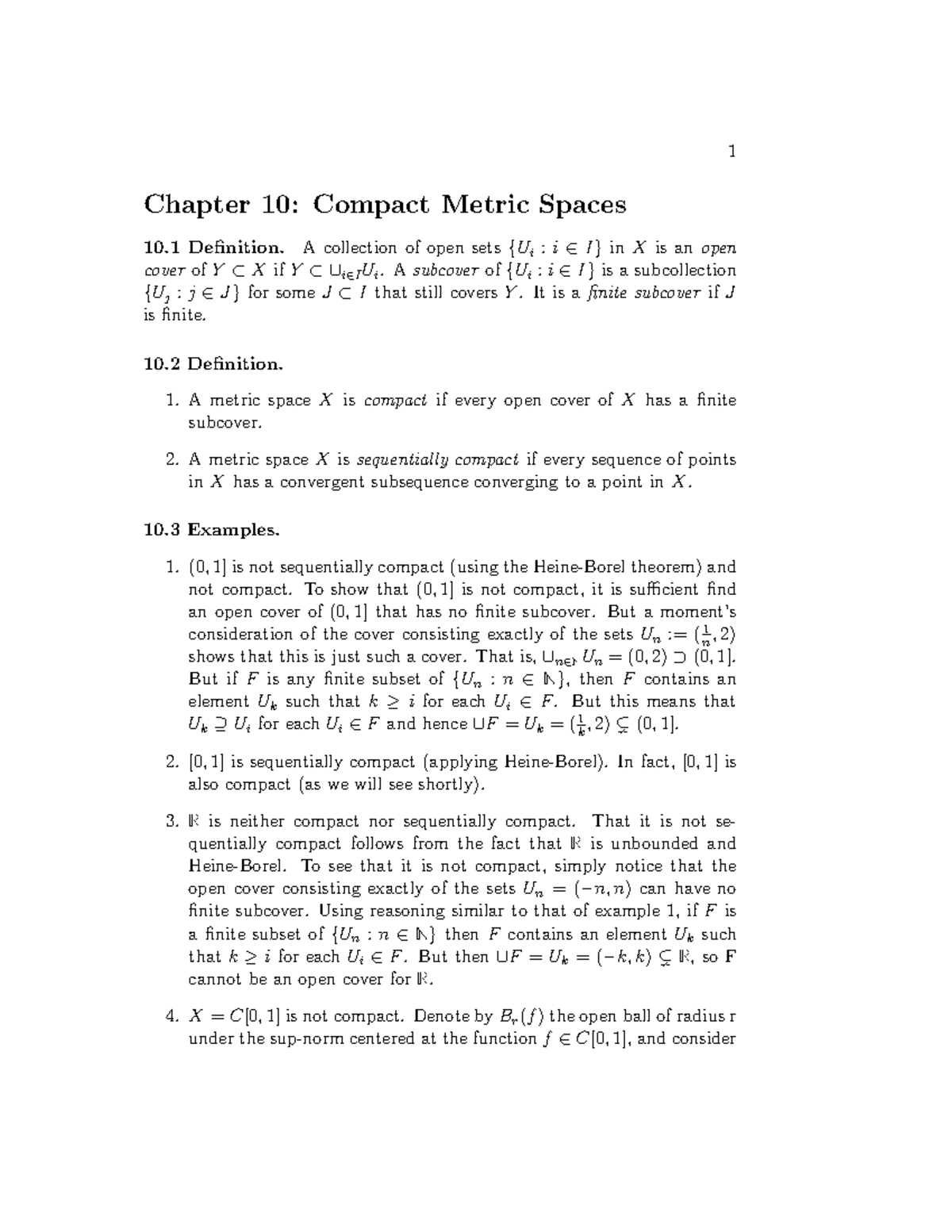 Chapter 10: Compact Metric Spaces - Lecture Notes - Studocu