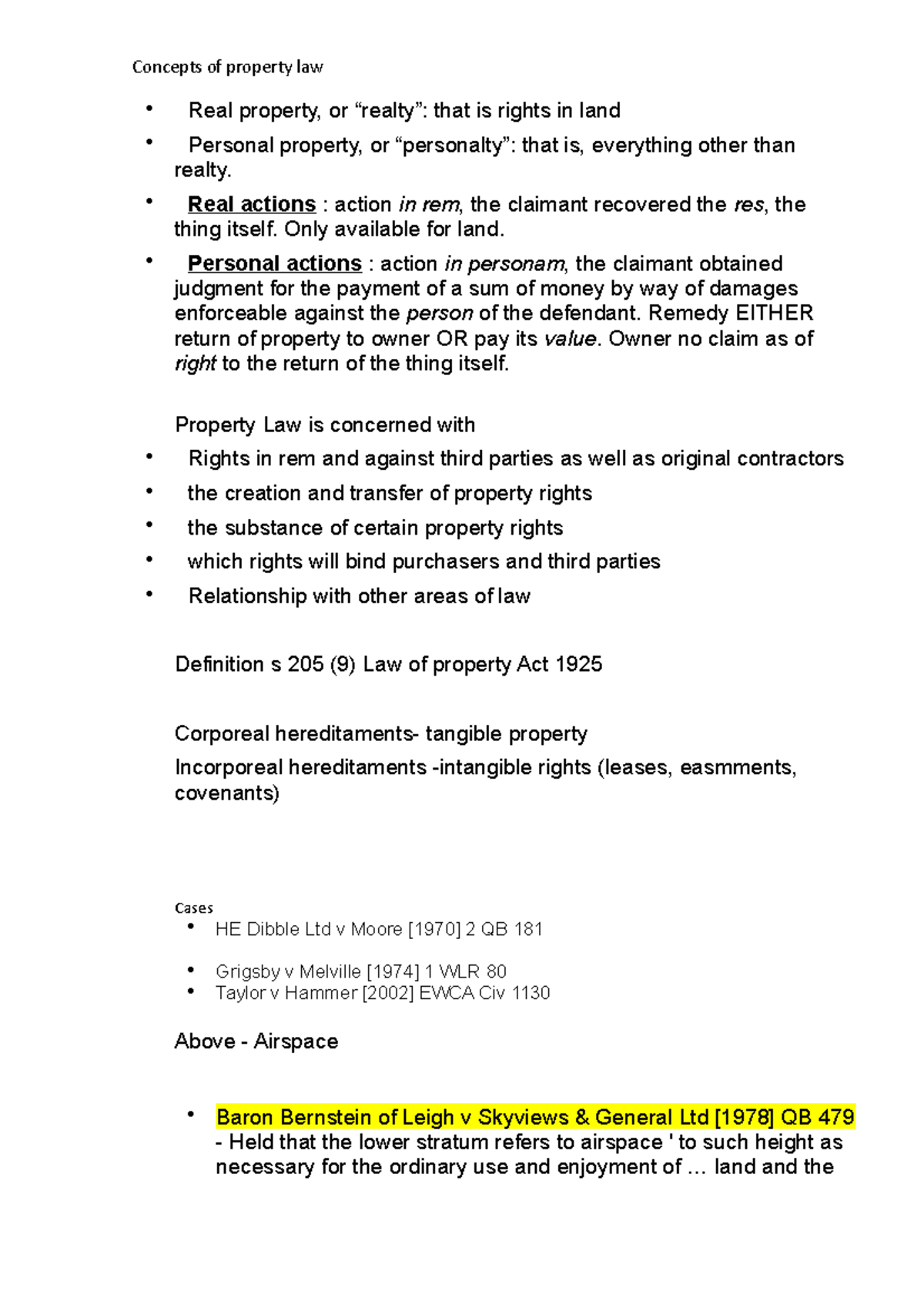 Modern Land Law - Real Property Summary and Key Concepts - Studocu