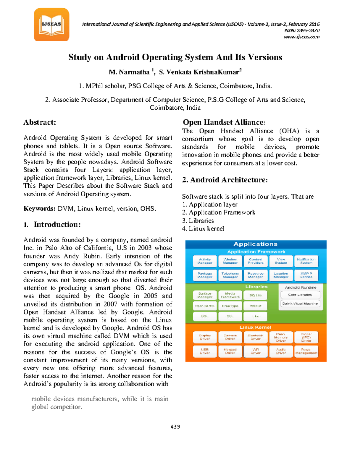 Study on Android Operating System and Its Versions (MCS 2016) - Studocu