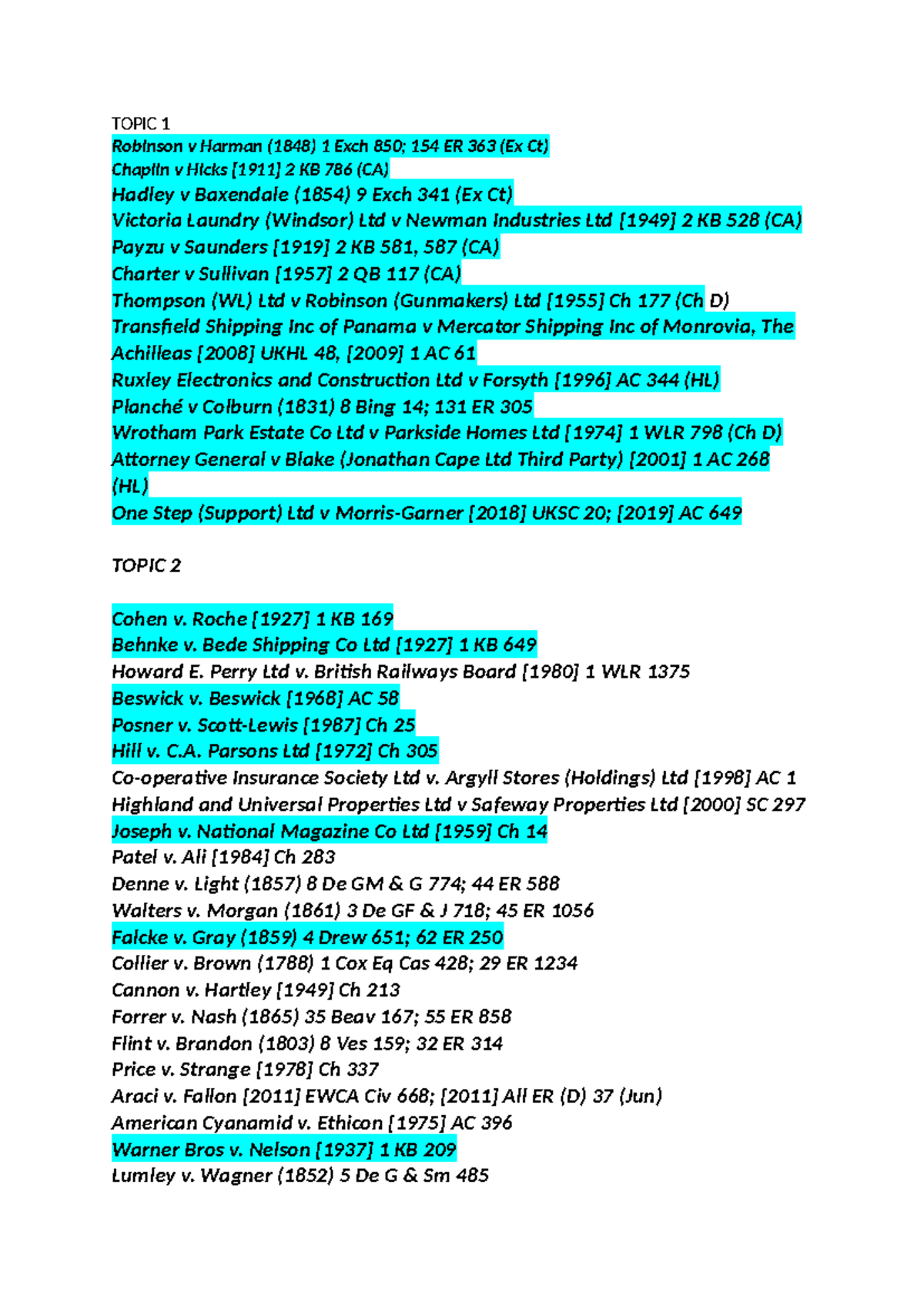 Law Cases Overview Key Judgments And Principles Law 101 Studocu