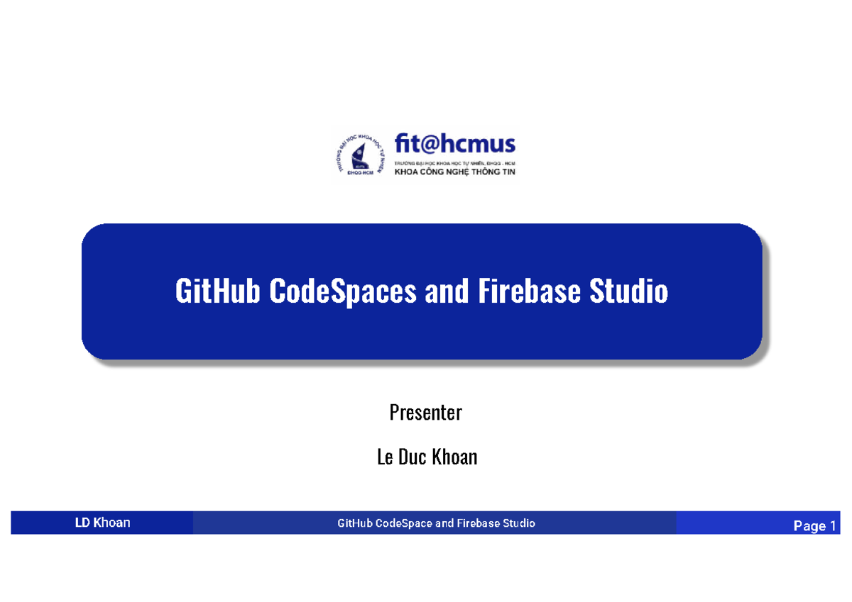 W3 - Slide: GitHub Codespaces & Firebase Studio Overview - Studocu