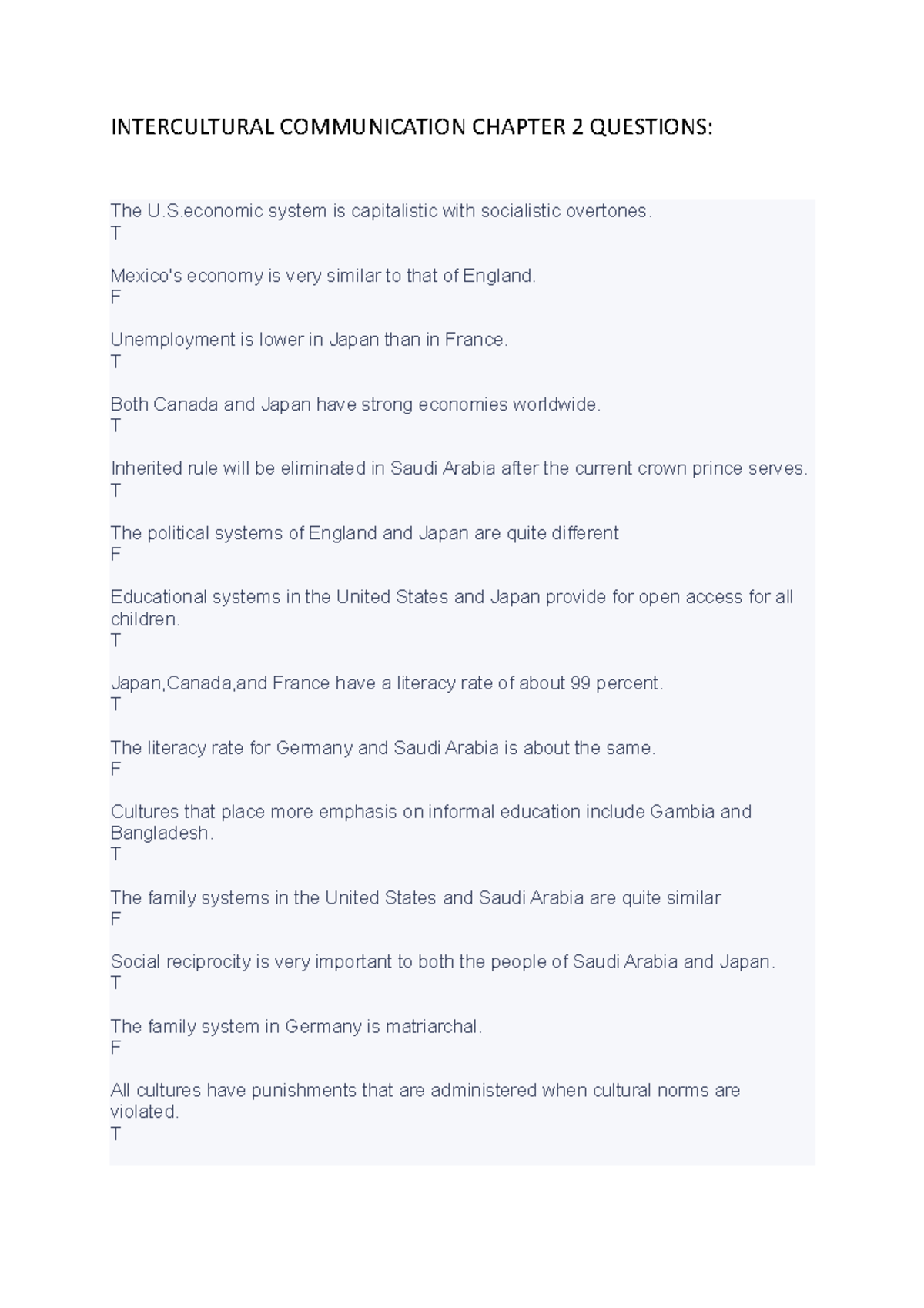 Intercultural Communication CH 2: Questions & Answers Review - Studocu