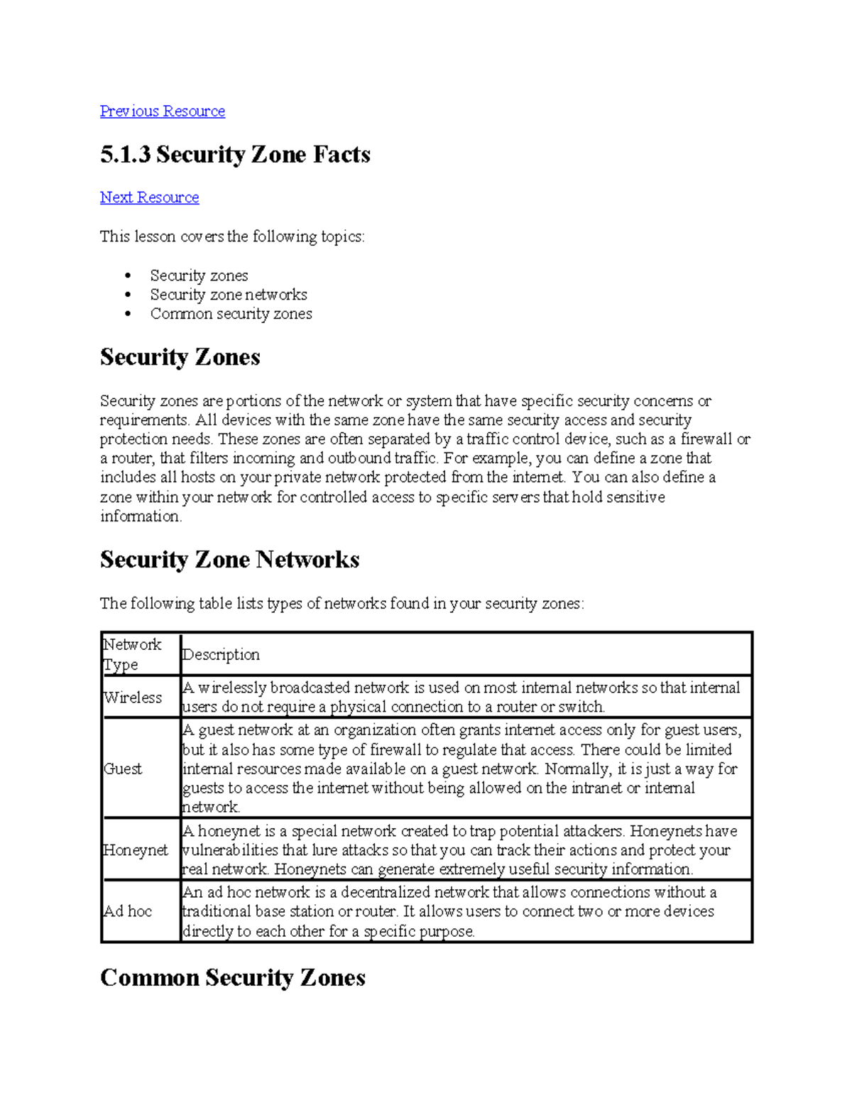 5.1.3 Security Zone Facts - Previous Resource 5.1 Security Zone Facts ...
