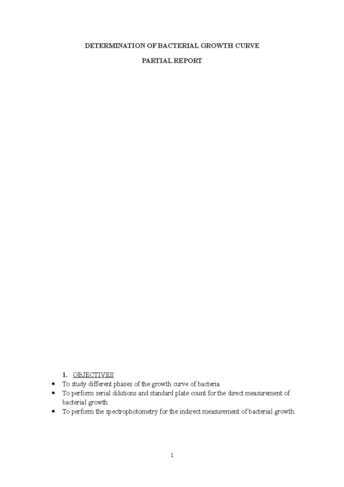 Bacterial Growth Curve Analysis - Partial Report - Studocu