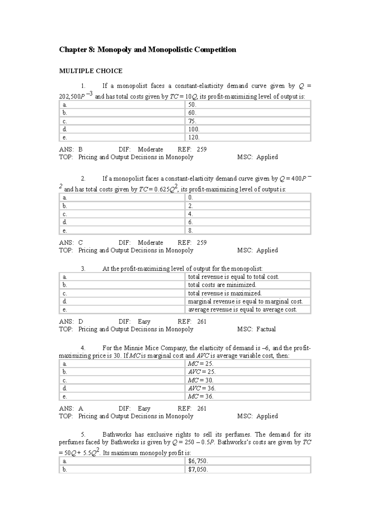 Study Guide 8 - Managerial Economics Theory, Applications, and Cases ...