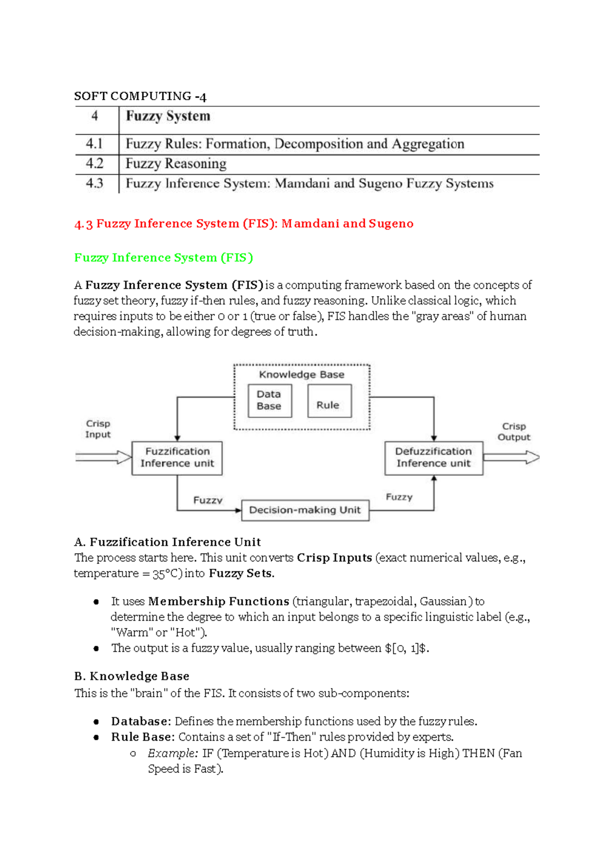 SC 4 - ITT332 Fuzzy Inference Systems: Mamdani & Sugeno Overview - Studocu