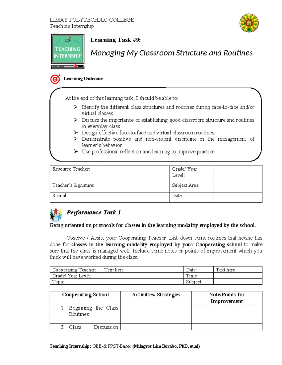 Conducting Demonstration Lessons: Learning Task 6 for Teaching ...