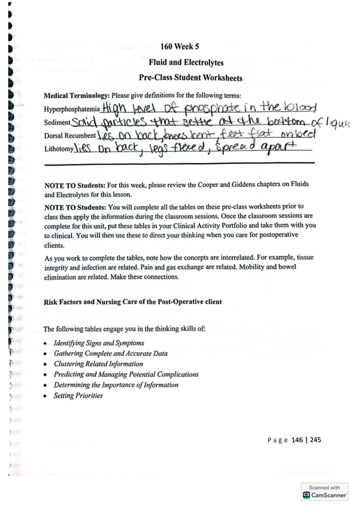week 5 160 pca hondros - 160 Week 5 Fluid and Electrolytes Student ...