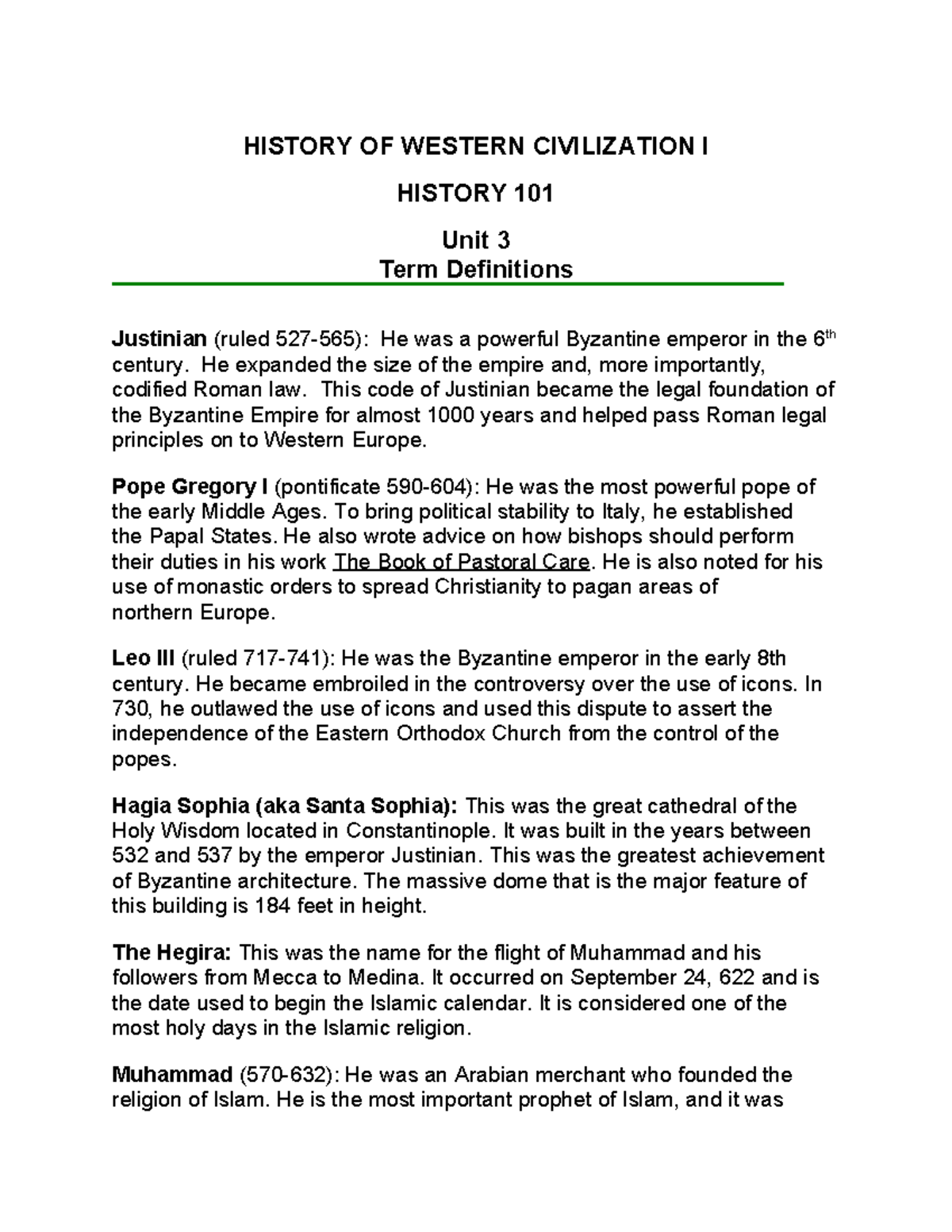 History of Western Civilization I: Key Figures and Events - HISTORY OF ...