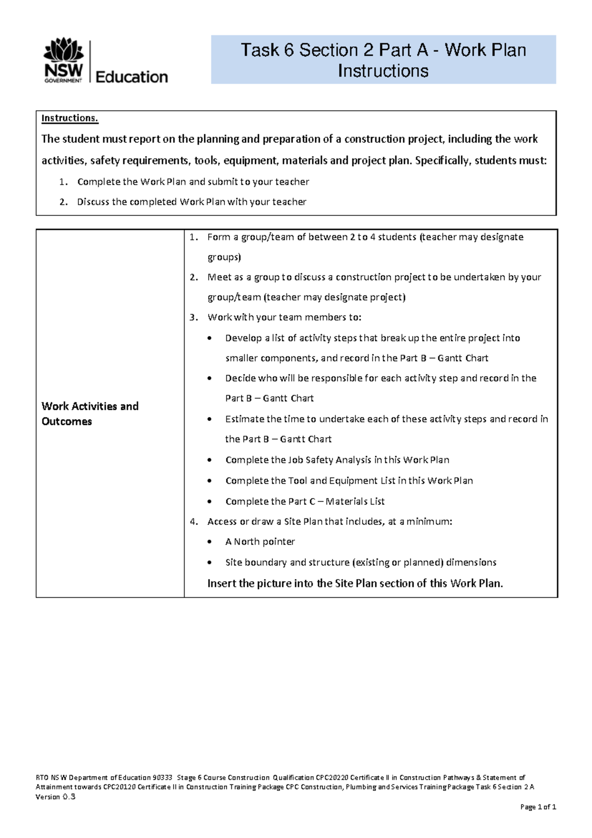 Task 6 Section 2 Part A - Construction Project Work Plan Guide - Studocu