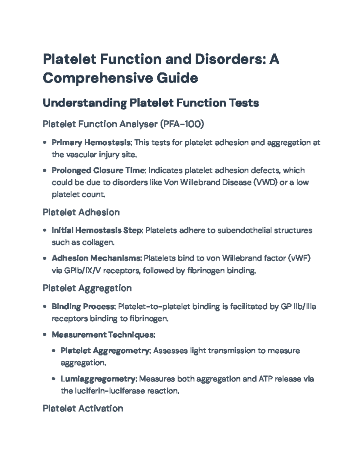 Understanding Platelet Function and Disorders: A Comprehensive Guide ...