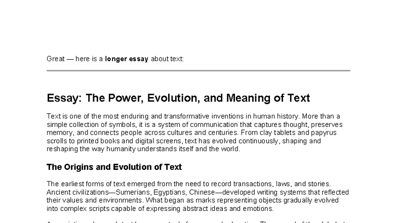 ENG 101: The Power and Evolution of Text Essay - Studocu