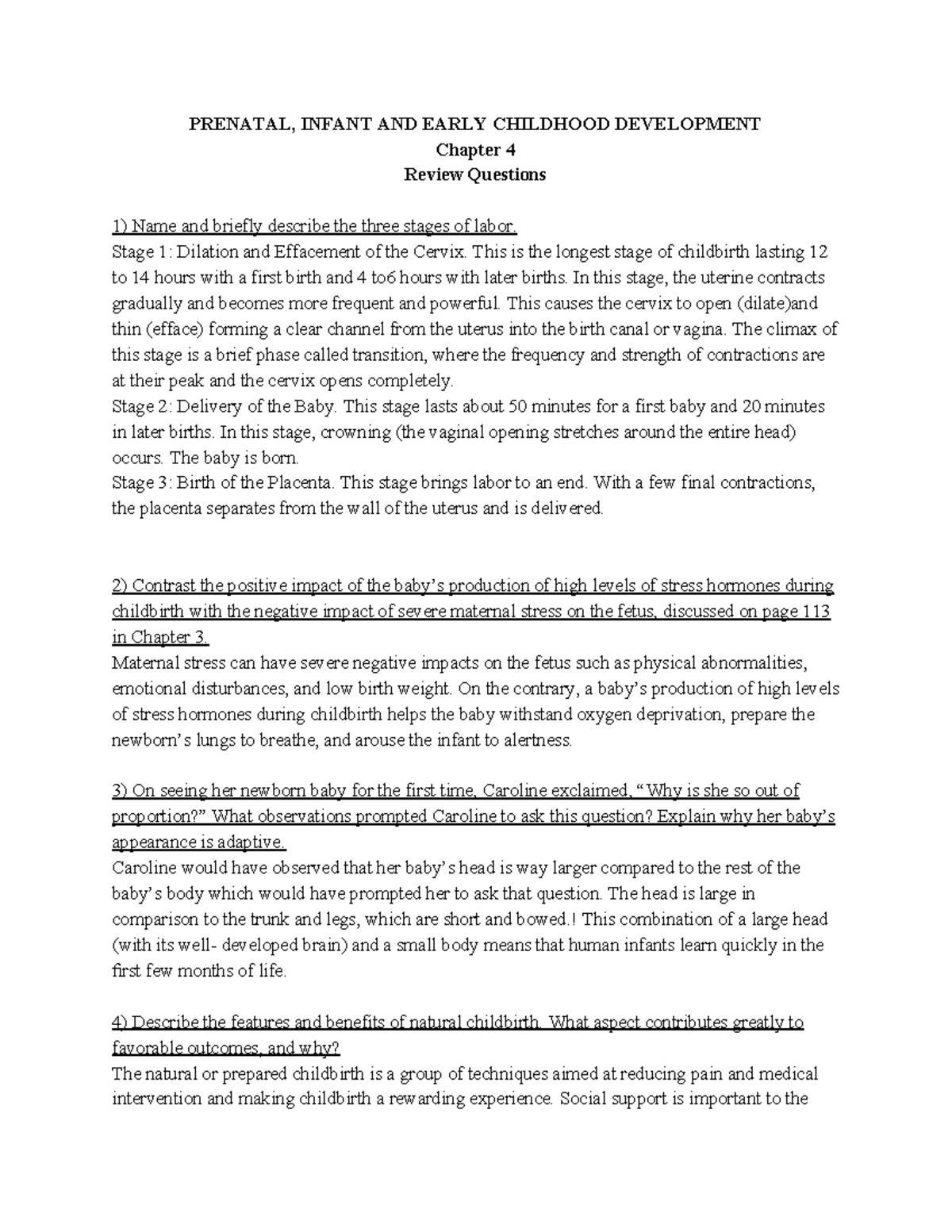 EC Dev Chapter 4 Review - PRENATAL, INFANT AND EARLY CHILDHOOD ...