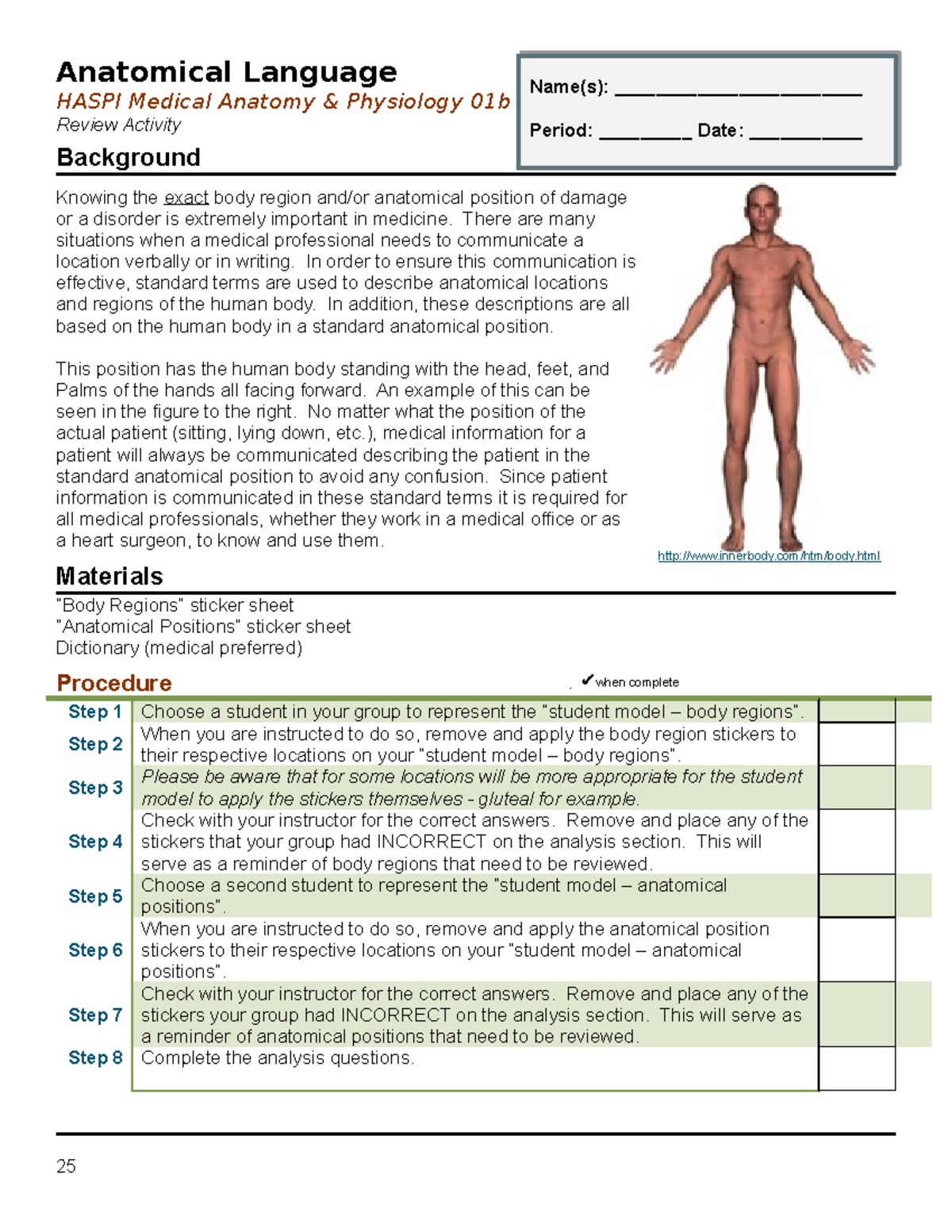 01b anatomical language activity 1 Anatomical Language HASPI Medical Anatomy & Physiology 01b