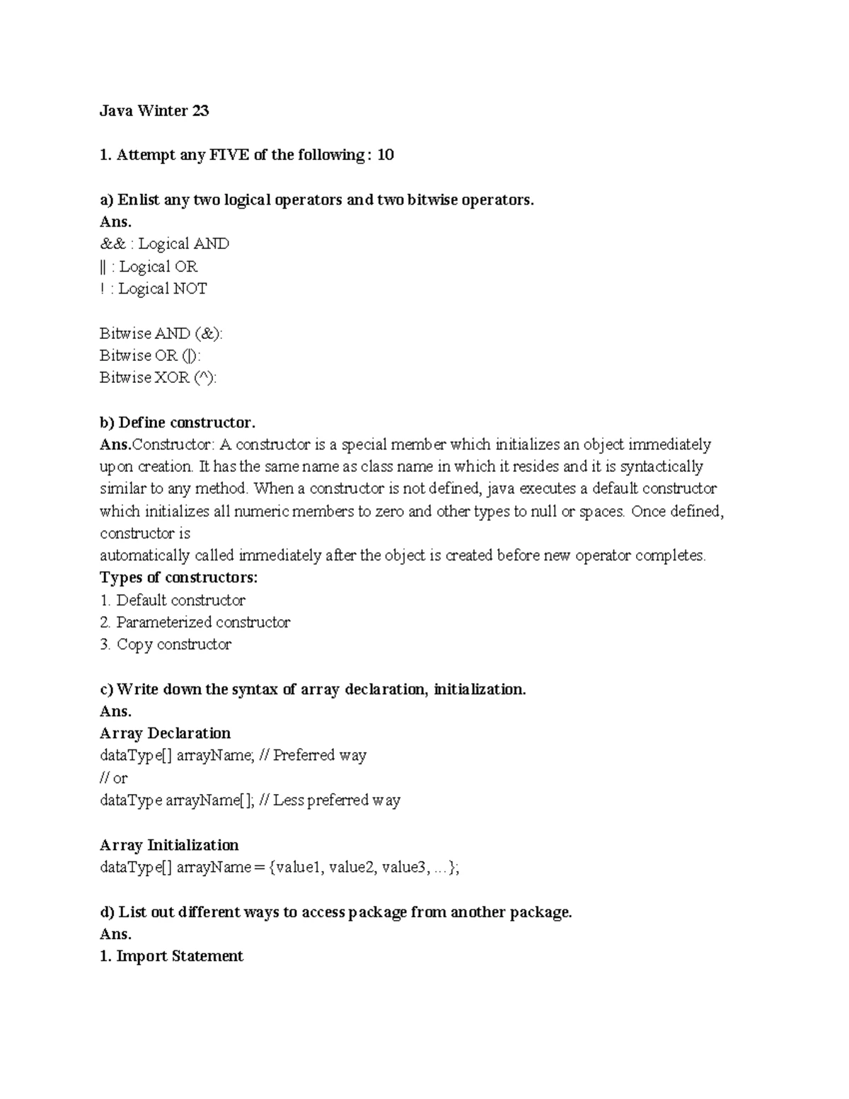 22412-S22 - Model Question Paper for Java Programming Exam - Studocu