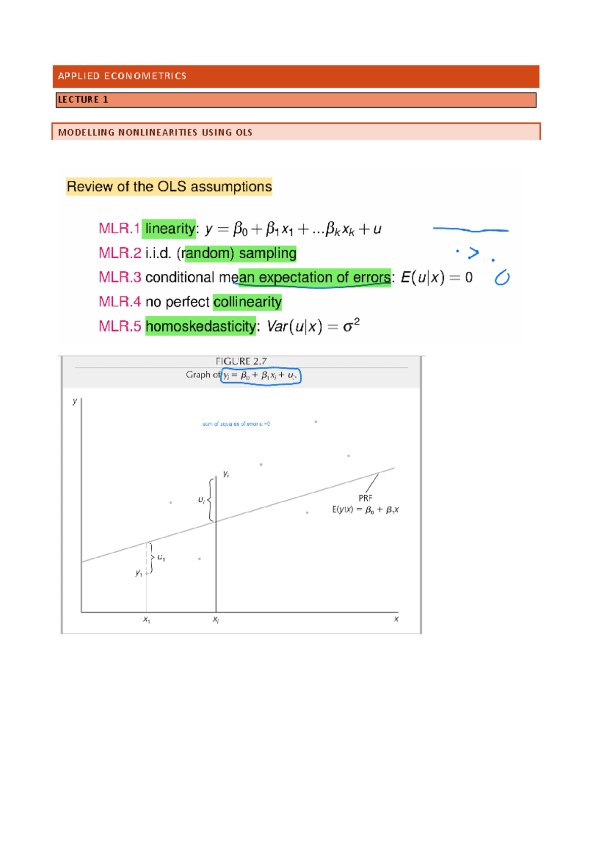 Applied econometrics résumé - APPLIED ECONOMETRICS LECTURE 1 MODELLING ...