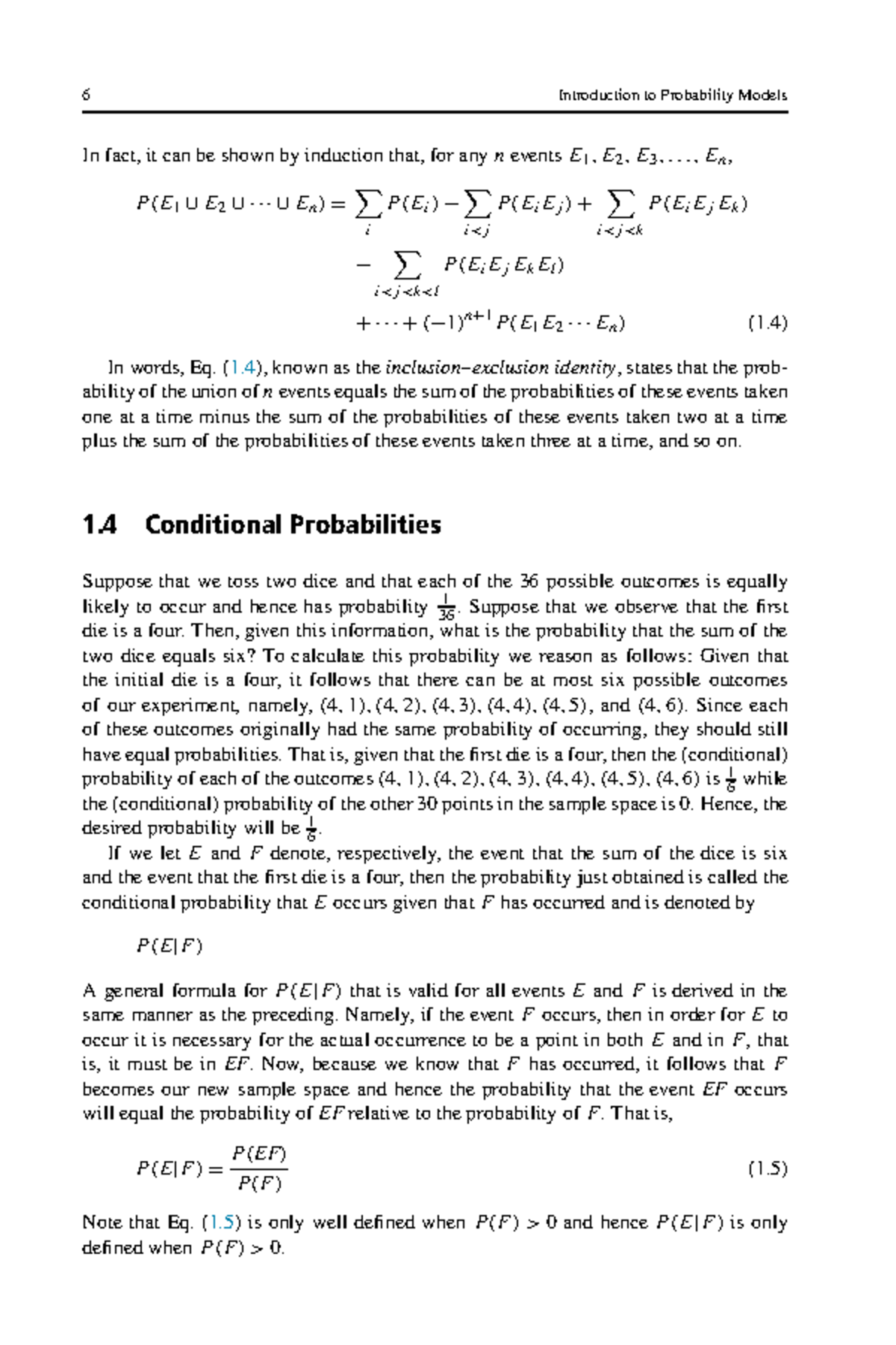 Conditional Probabilities in Probability Models (Course Code: 6) - Studocu