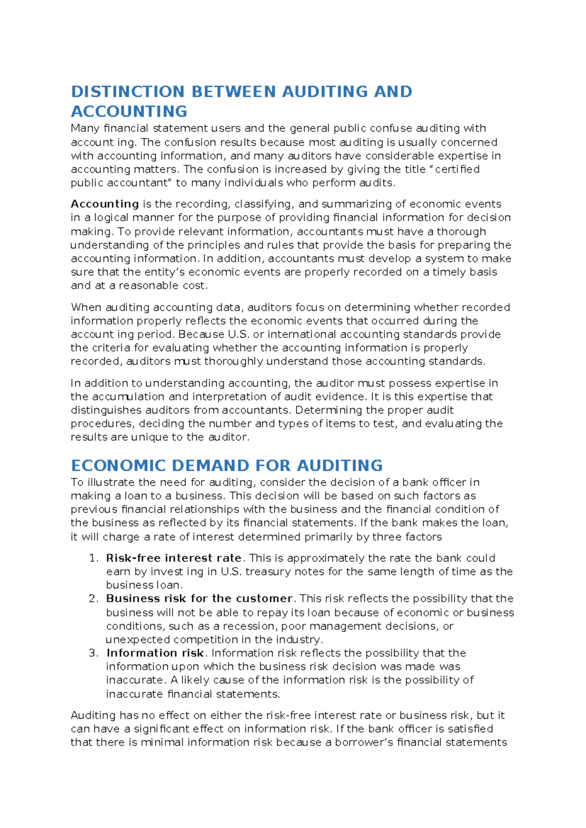 Auditing vs. Accounting: Key Differences and Insights (ACCT 101) - Studocu