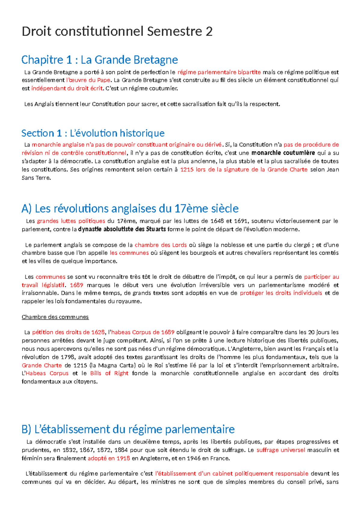 Constit 2 - Droit constitutionnel Semestre 2 Chapitre 1 : La Grande ...