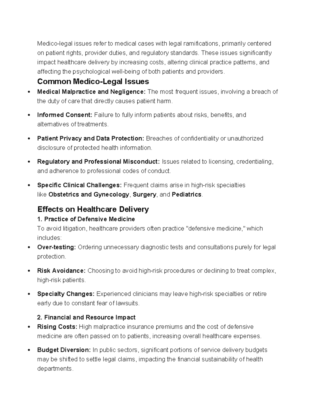 Medico-Legal Issues in Healthcare: Patient Rights & Provider Duties ...