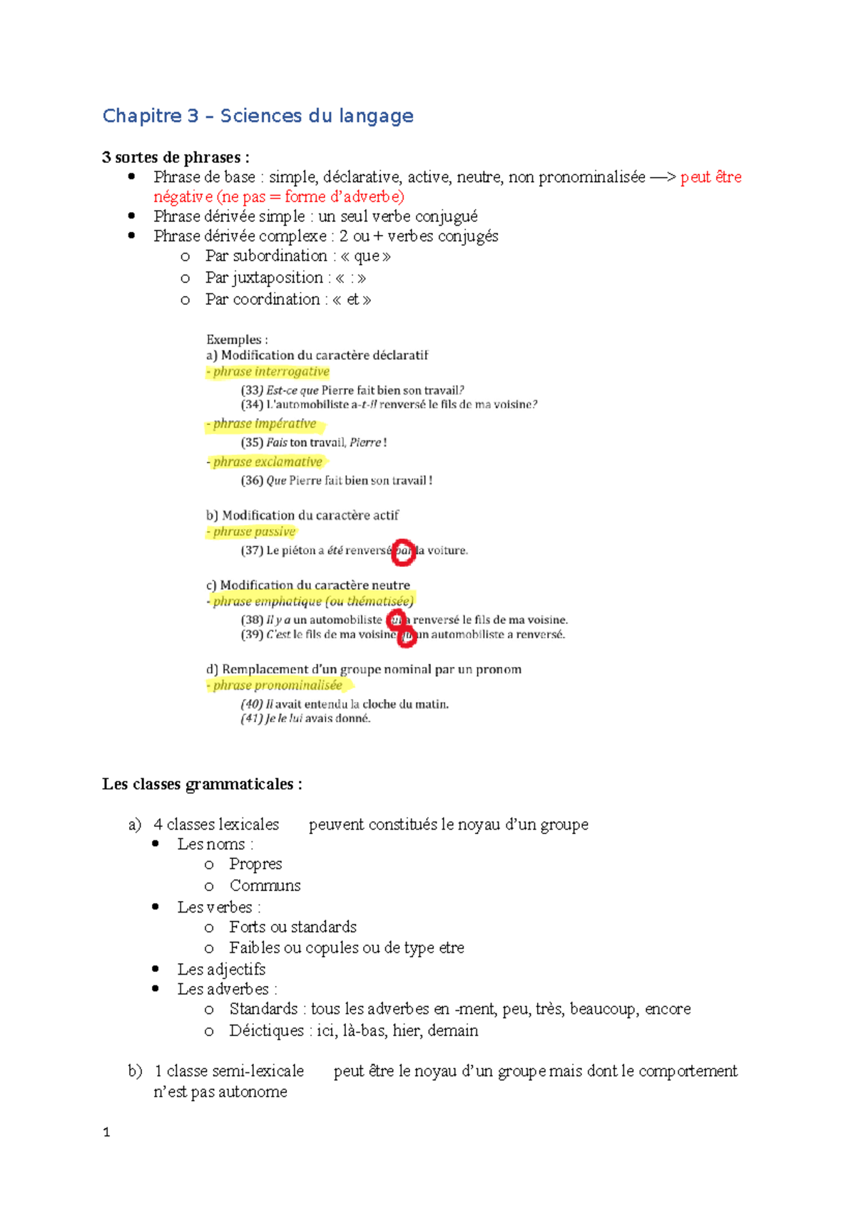 Chapitre 3 - Mini résumé - Chapitre 3 – Sciences du langage 3 sortes de ...