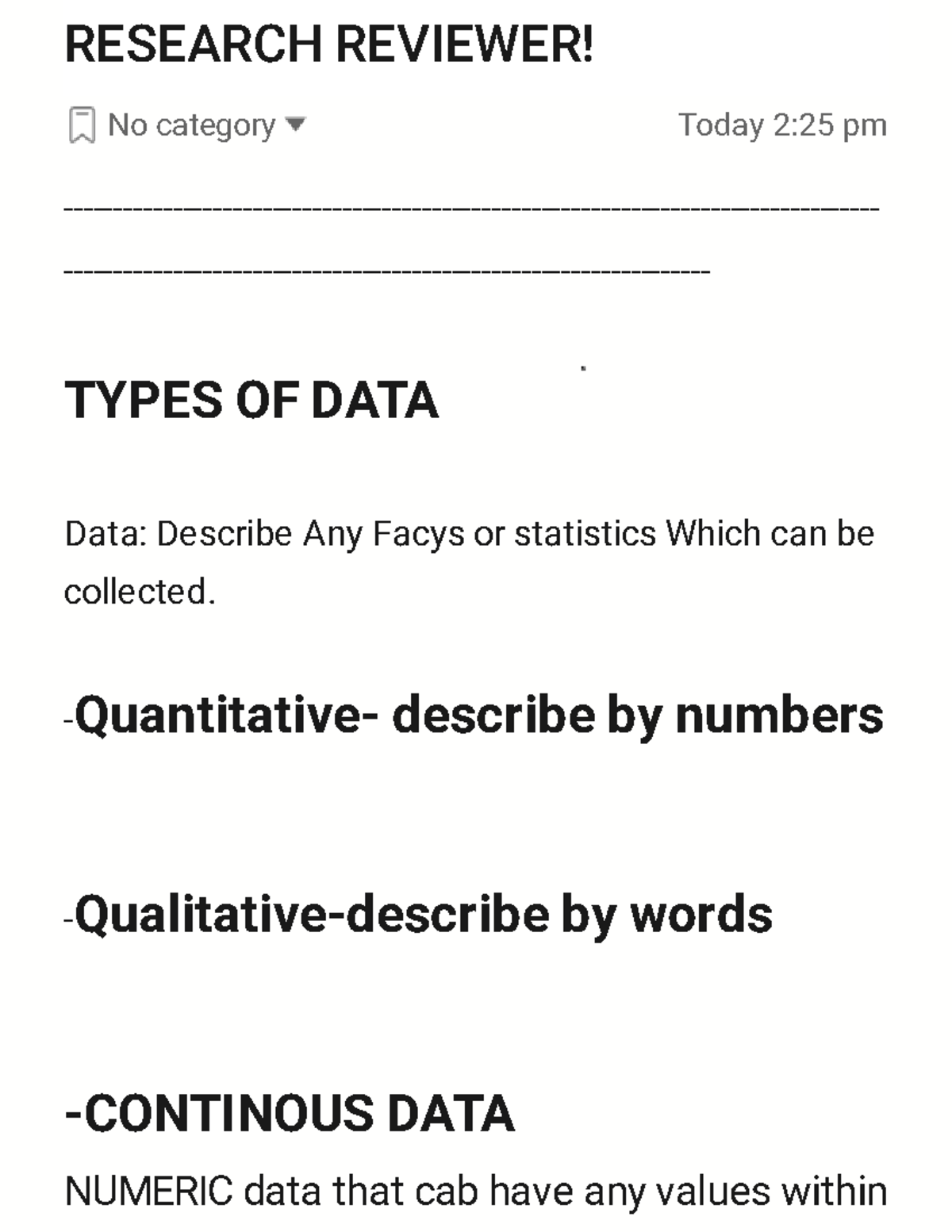 RESEARCH REVIEWER: Types of Data and Risk Assessment Techniques - Studocu