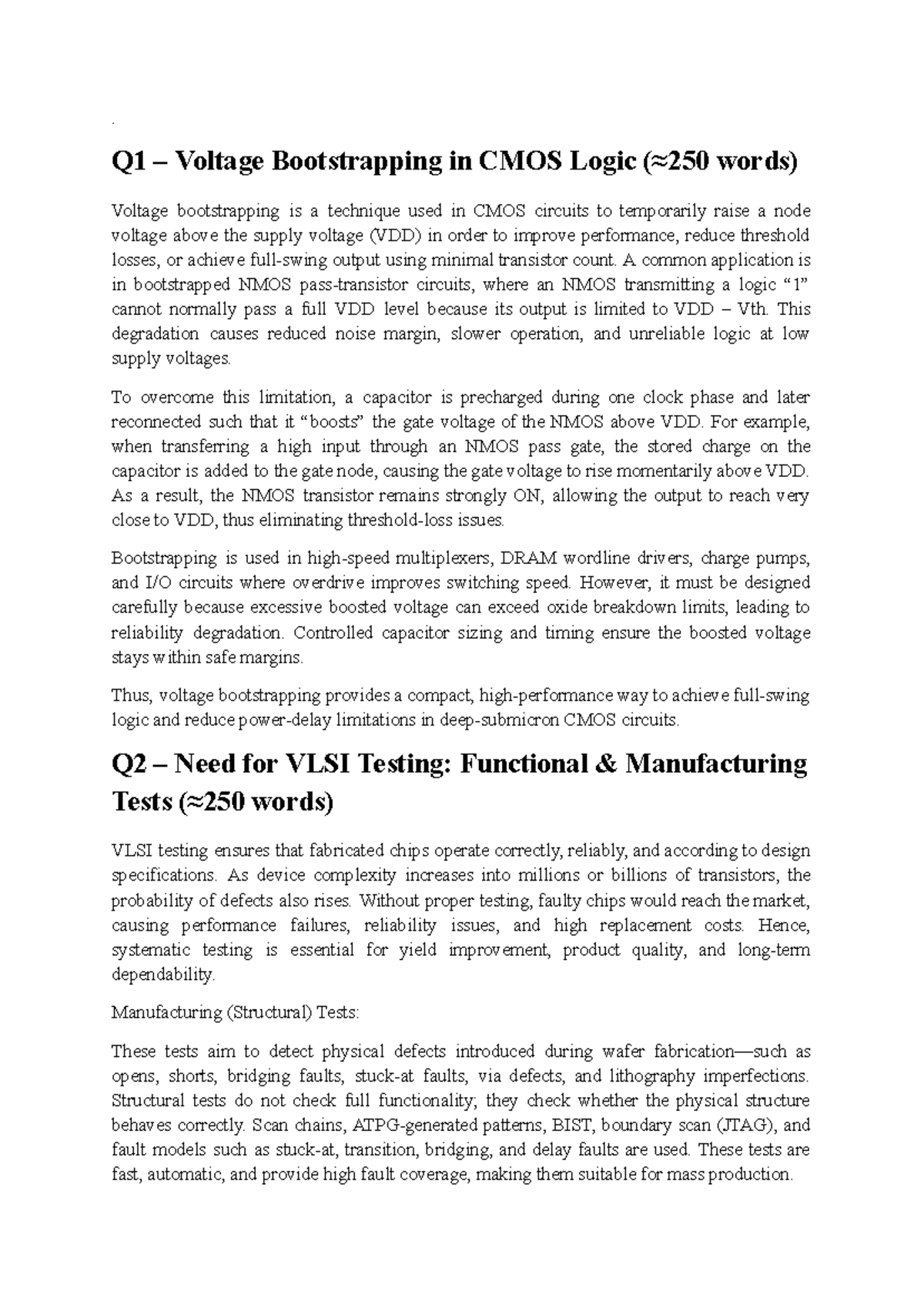 VLSI Design Miscellaneous Q&A: Key Concepts and Techniques - Studocu
