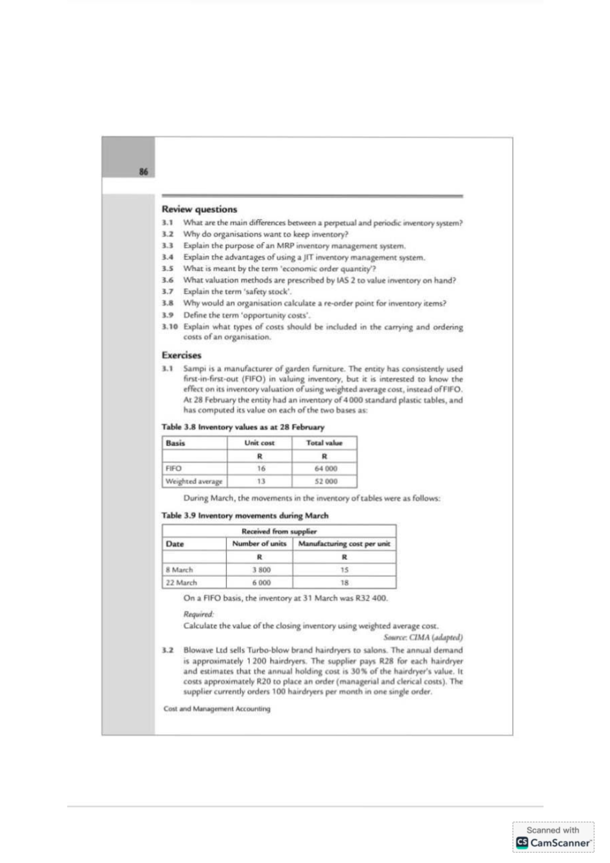 Chapter 3 Questions: Inventory Management & Valuation Techniques - Studocu