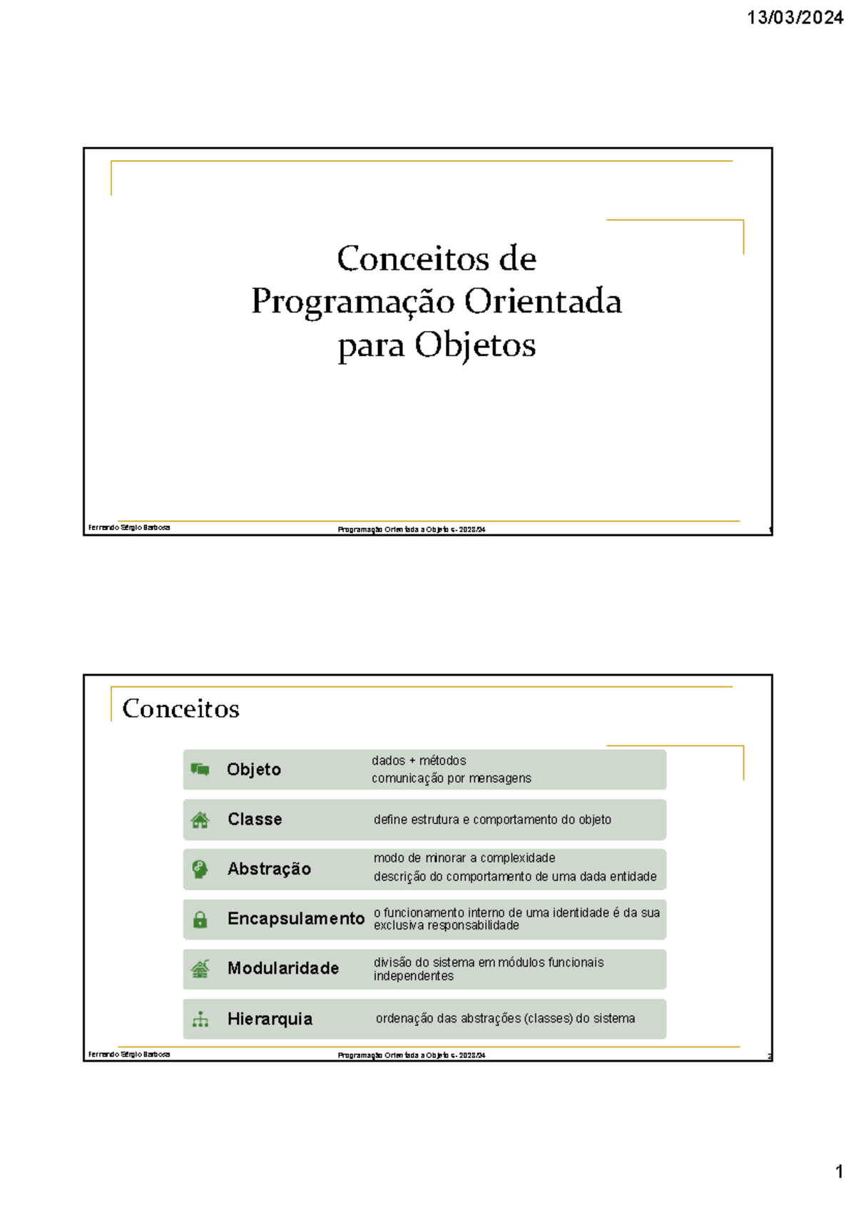 POO 1: Conceitos Fundamentais de Programação Orientada a Objetos - Studocu