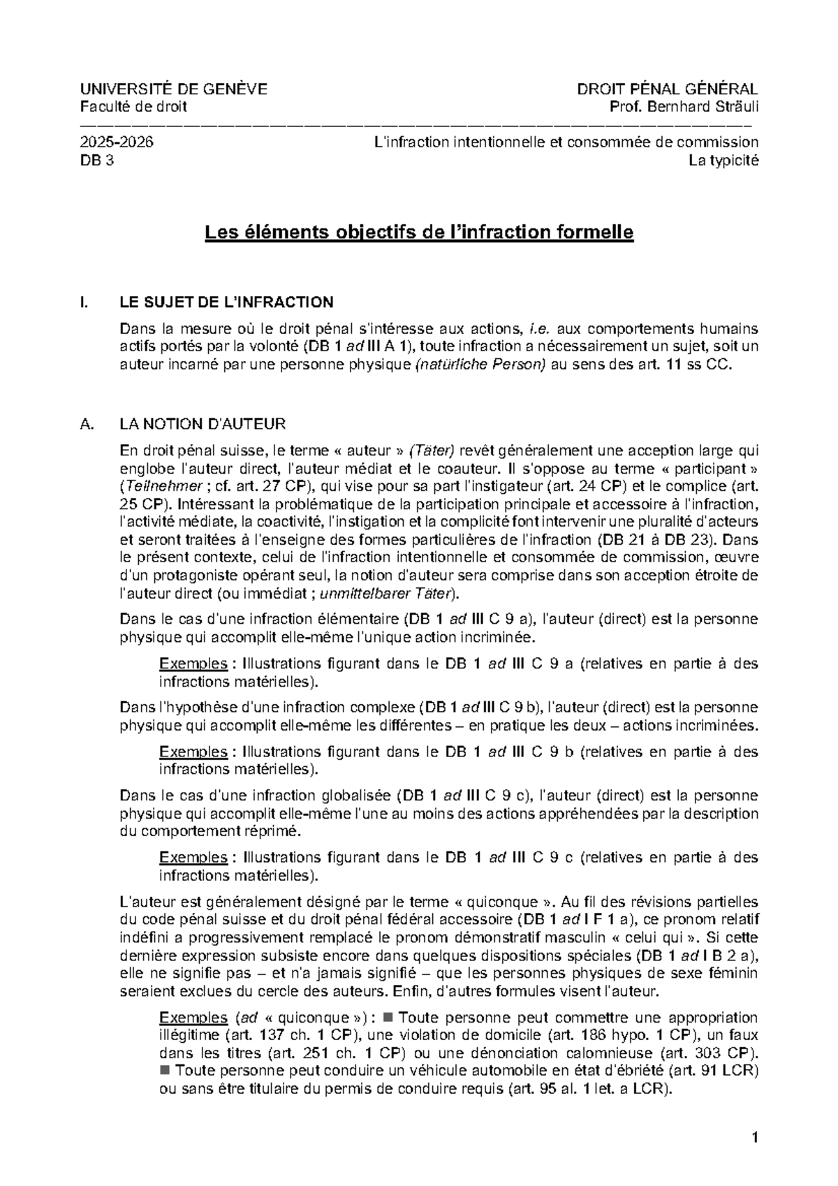 DB 03 - Les Éléments Objectifs de l'Infraction Formelle en Droit Pénal ...