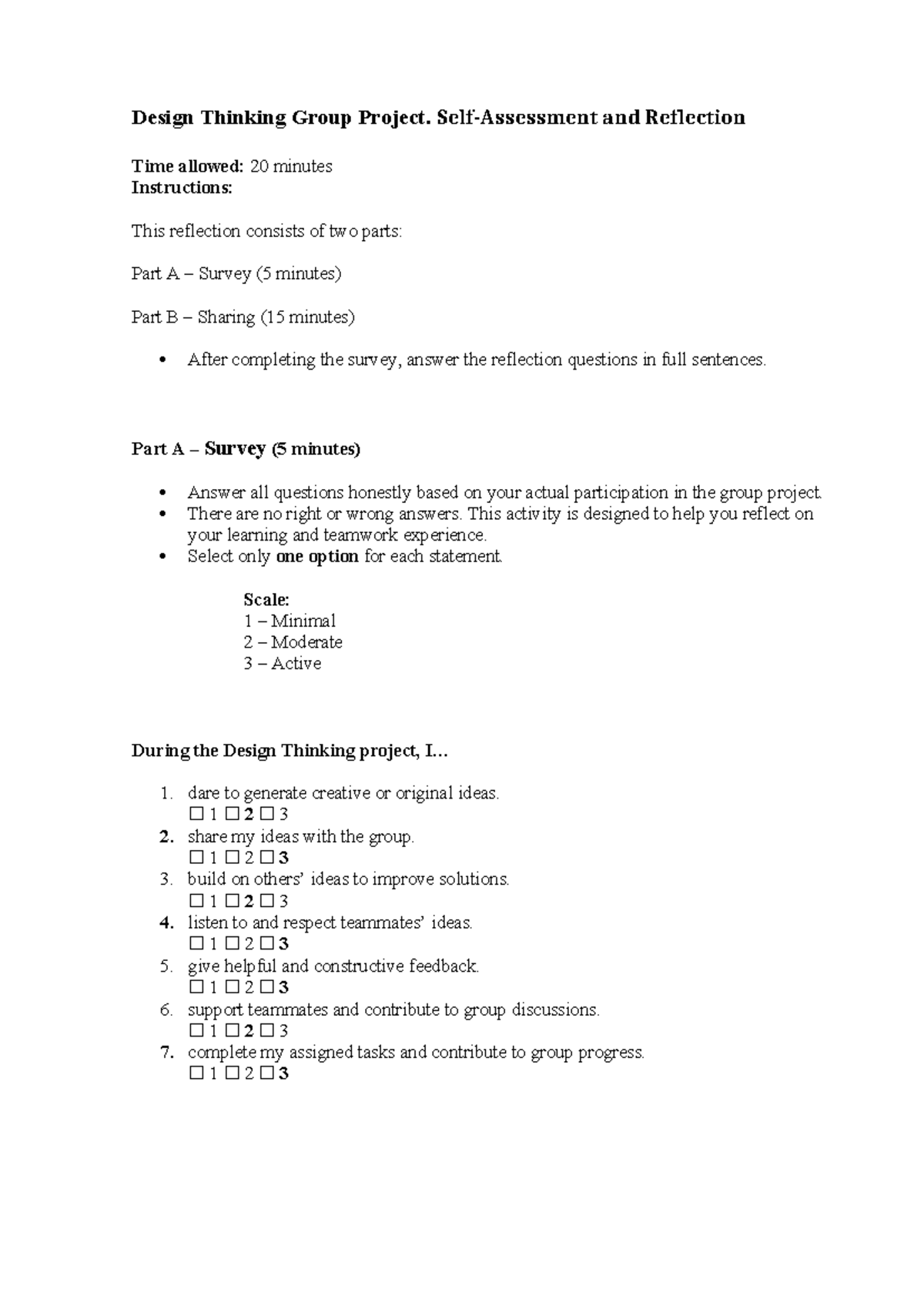 Design Thinking Group Project Reflection - 44 31241027392 - Studocu