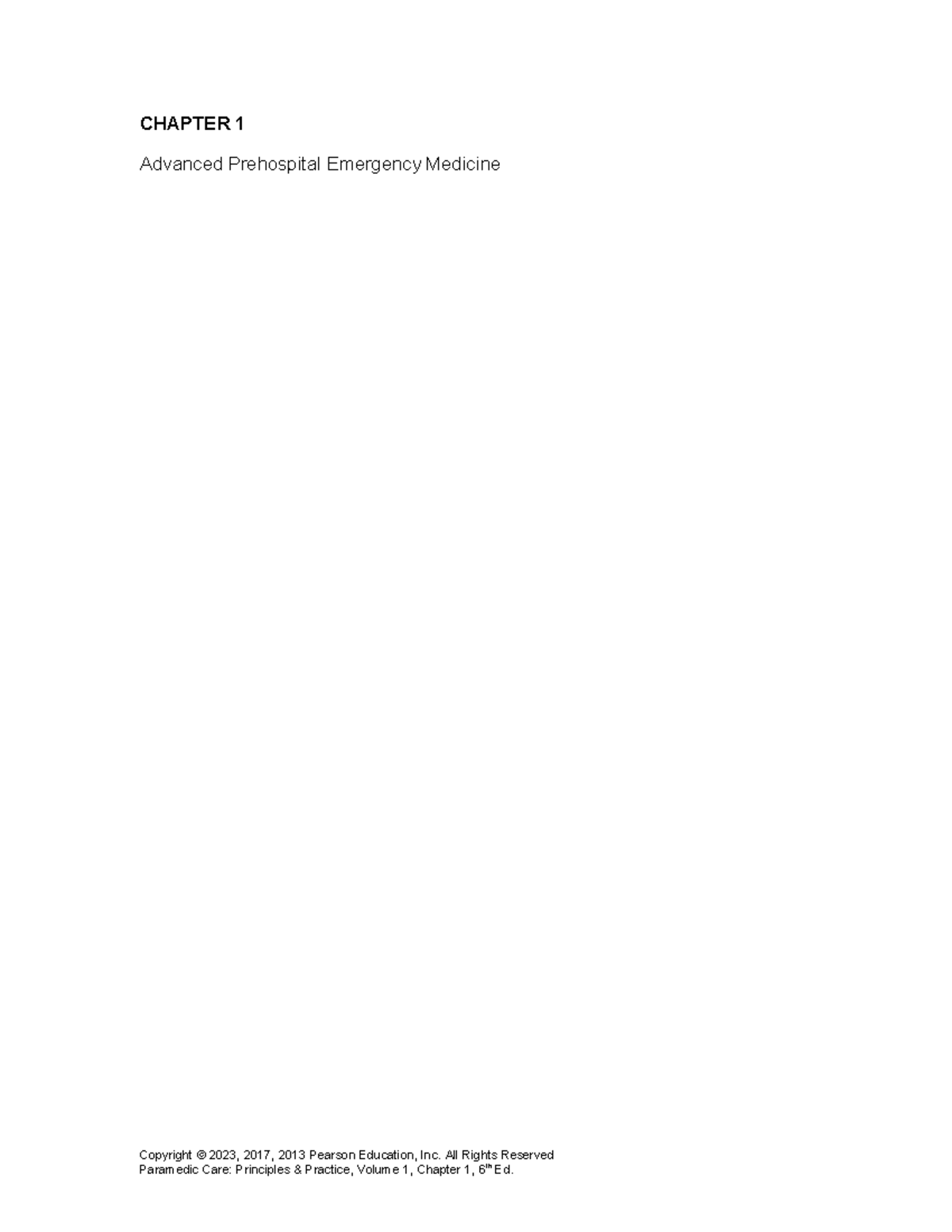 CHAPTER 1 Study Guide: Advanced Prehospital Emergency Medicine - Studocu