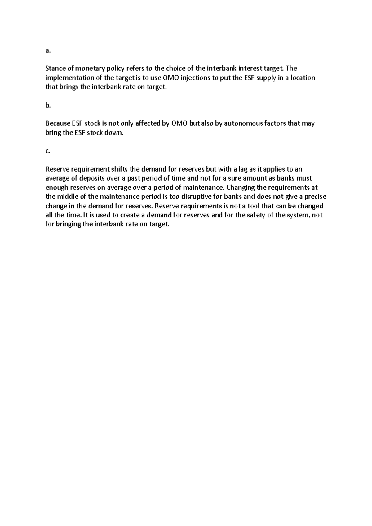 Tut 11 Model Answer: Understanding Monetary Policy Stance and Reserve ...