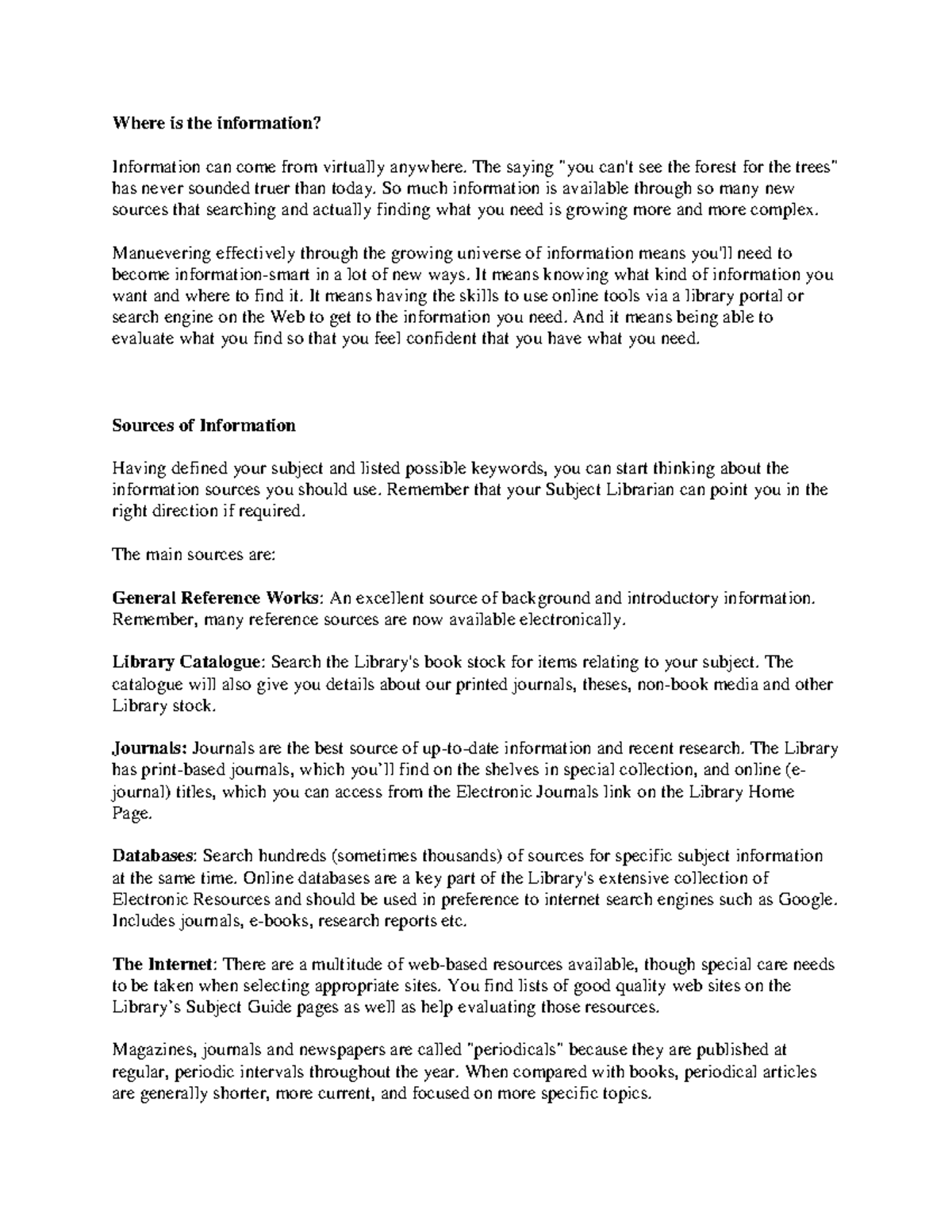 Finding and Evaluating Information Sources: An Essential Guide - Studocu