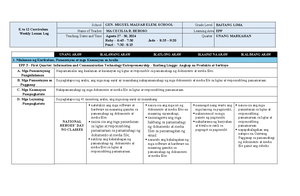 EPP Q1 Week-6 WLL - Summary lesson needed by teachers in doing their ...