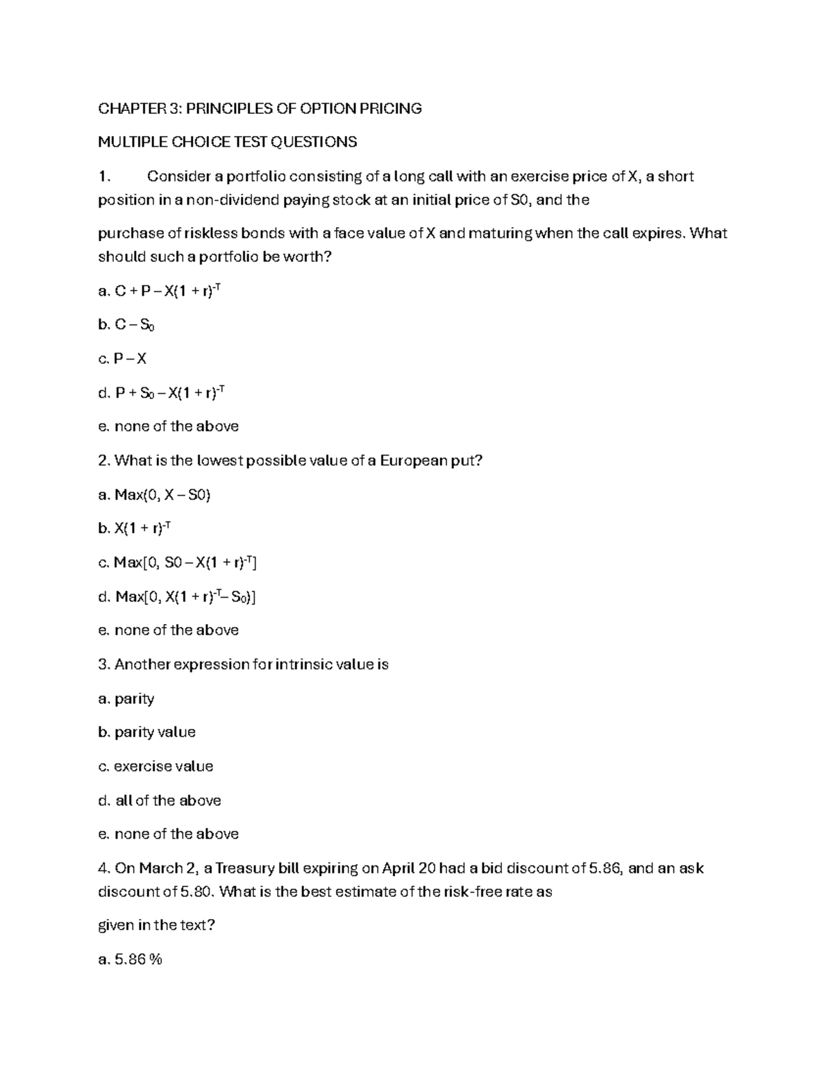 CHAPTER 6: OPTION PRICING MULTIPLE CHOICE TEST QUESTIONS (C3,4,5 SGK ...