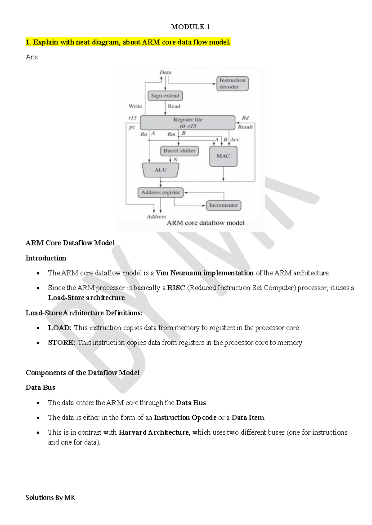 Module 1: ARM Core Data Flow Model and RISC Design Principles - Studocu