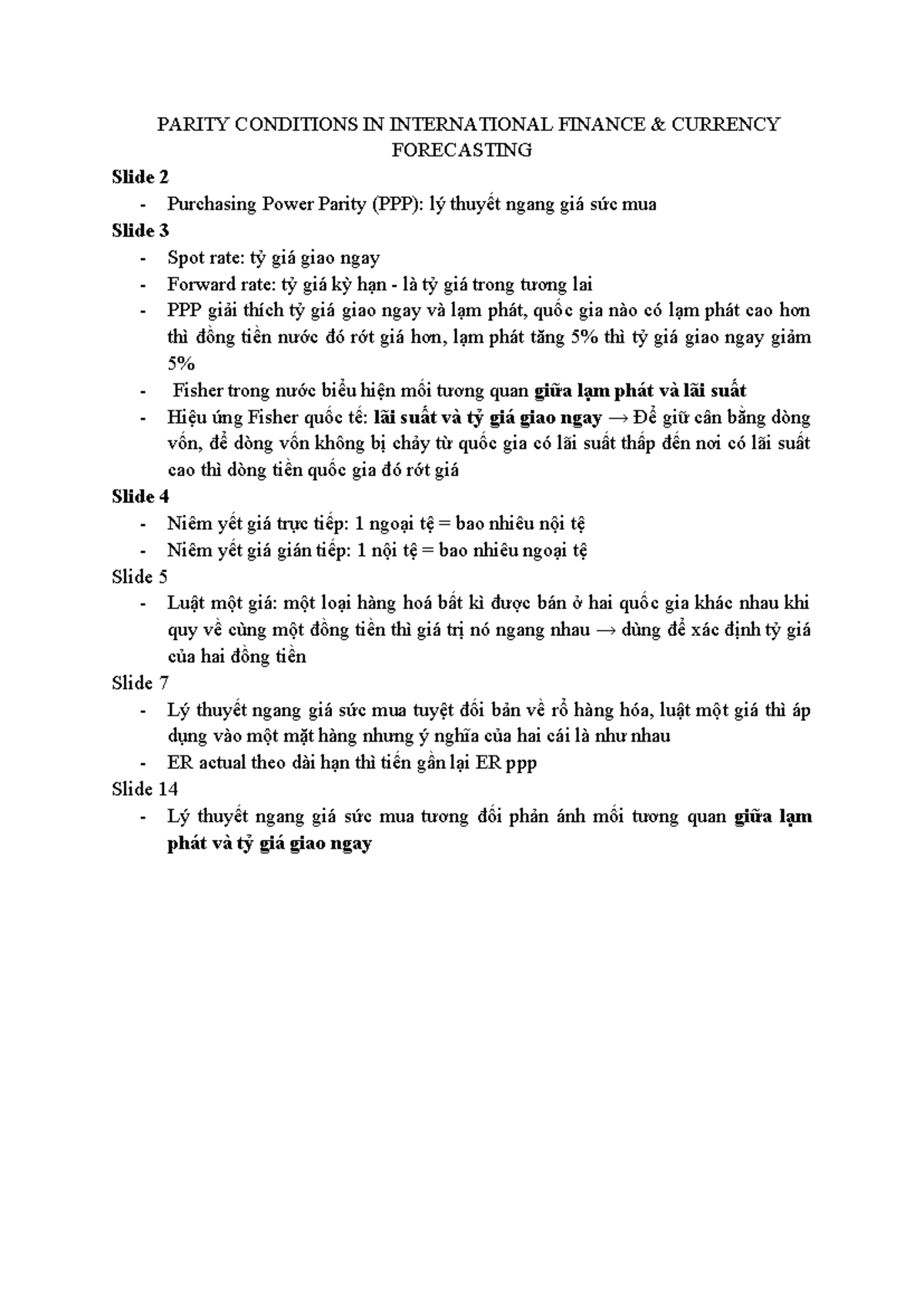 PARITY CONDITIONS IN INTERNATIONAL FINANCE - Chapter 5 Notes - Studocu